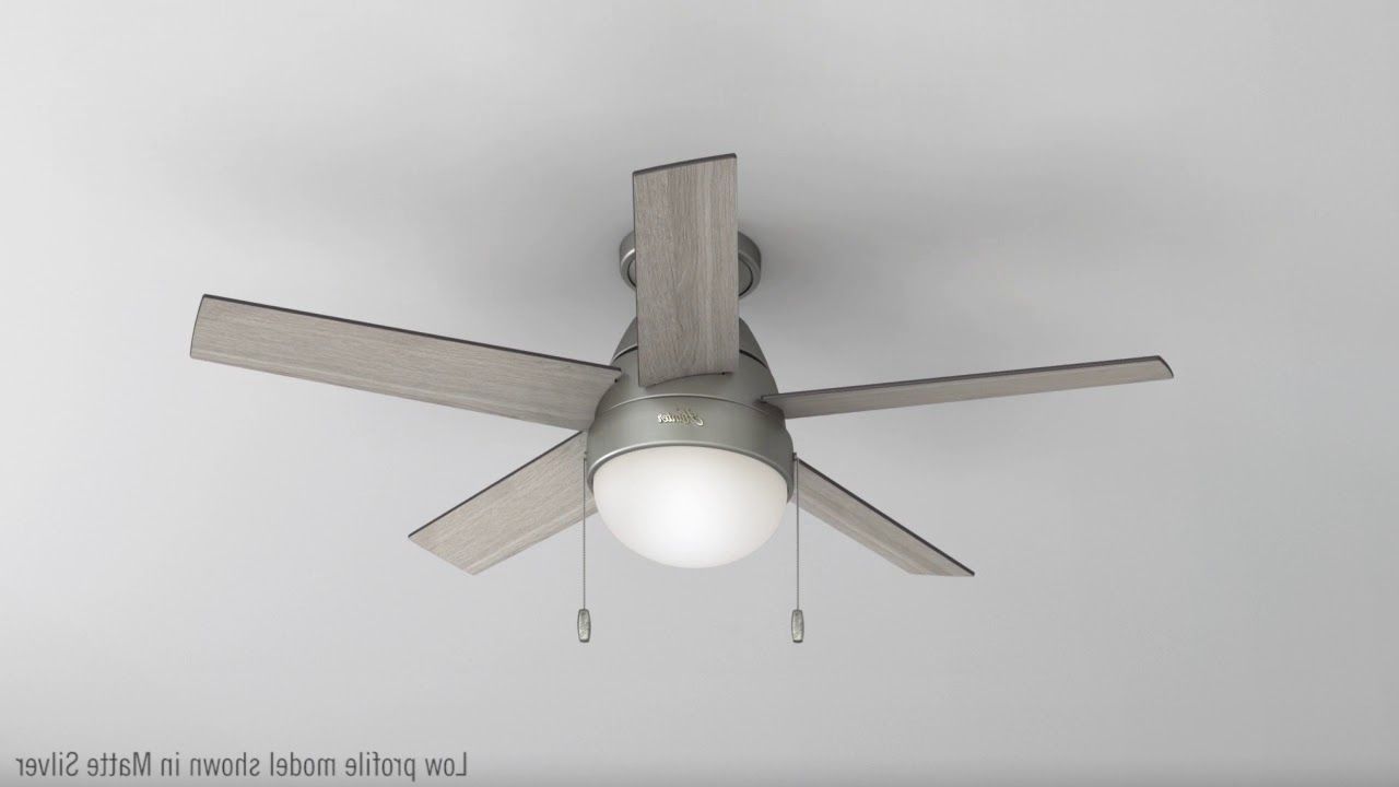 Well Known Hunter 59270 46 In. Anslee Low Profile Ceiling Fan With Light (matte Silver) Pertaining To Anslee 5 Blade Ceiling Fans (Photo 8 of 20)