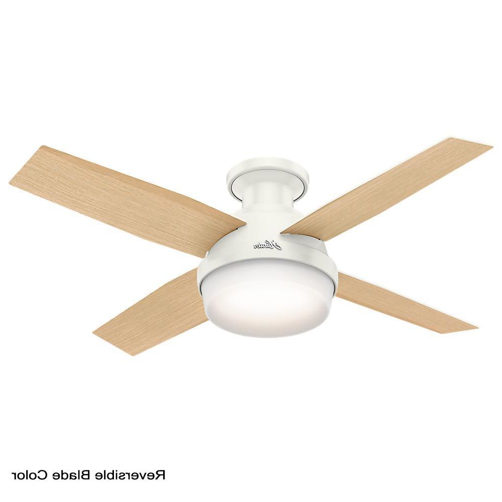 Well Known Hunter Dempsey 44 In. Low Profile Led Indoor Fresh White Ceiling Fan With  Universal Remote Throughout Quebec 5 Blade Ceiling Fans (Photo 9 of 20)