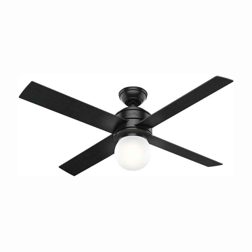 Well Known Hunter Hepburn 52 In. Led Indoor Matte Black Ceiling Fan Pertaining To Cranbrook 4 Blade Ceiling Fans (Photo 7 of 20)