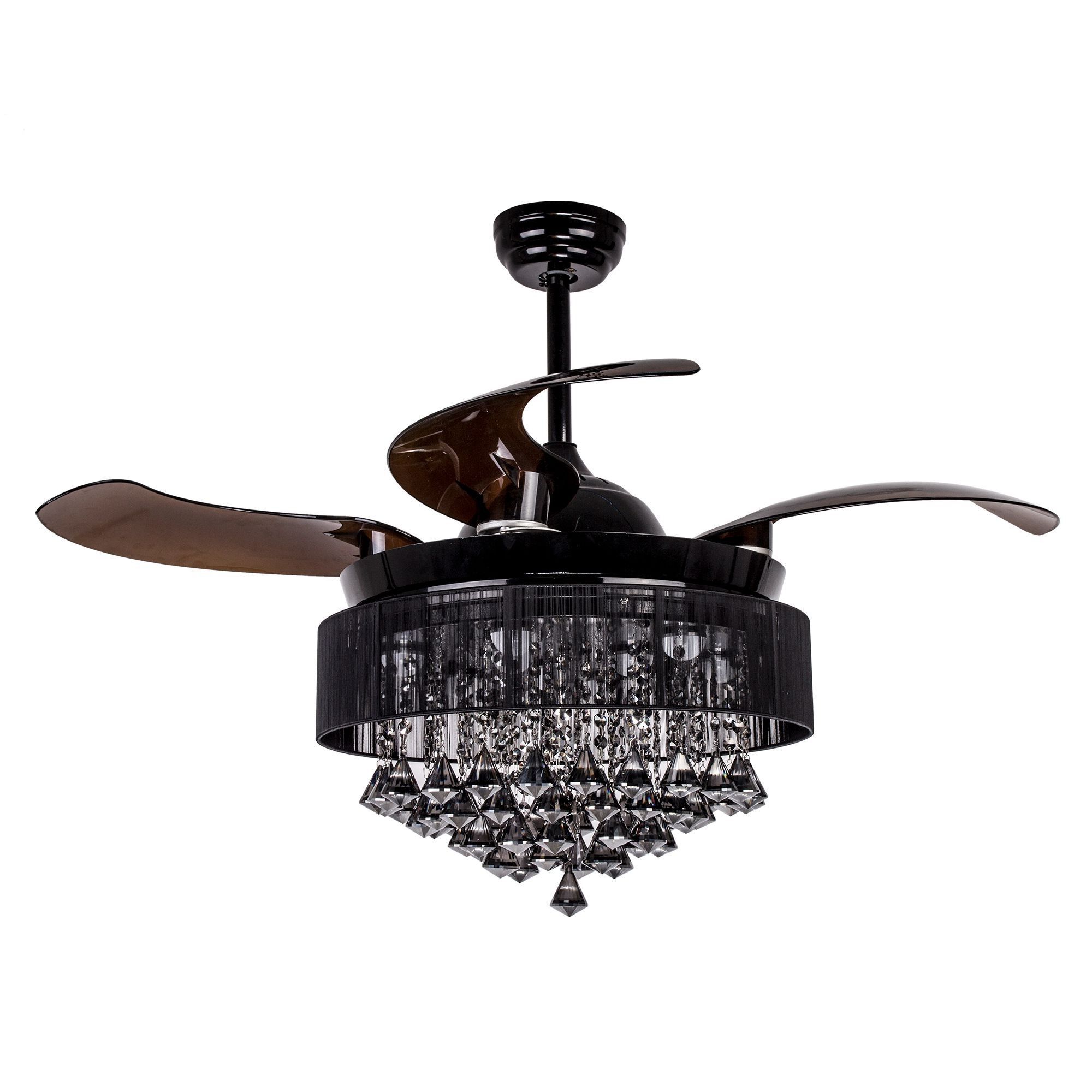 Well Liked Broxburne 4 Blade Led Ceiling Fans With Remote In 46“ Broxburne Modern Crystal Retractable Ceiling Fan With (Photo 6 of 20)