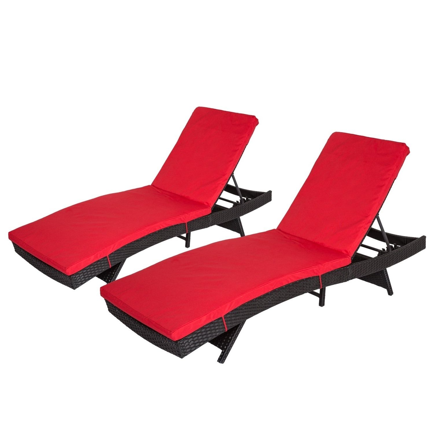 2 Piece Outdoor Wicker Chaise Lounge Chairs For Favorite Kinbor 2 Piece Outdoor Chaise Lounge Chair All Weather Pe Rattan Wicker  Chaise Lounge Chair Furniture W/cushions (View 1 of 25)