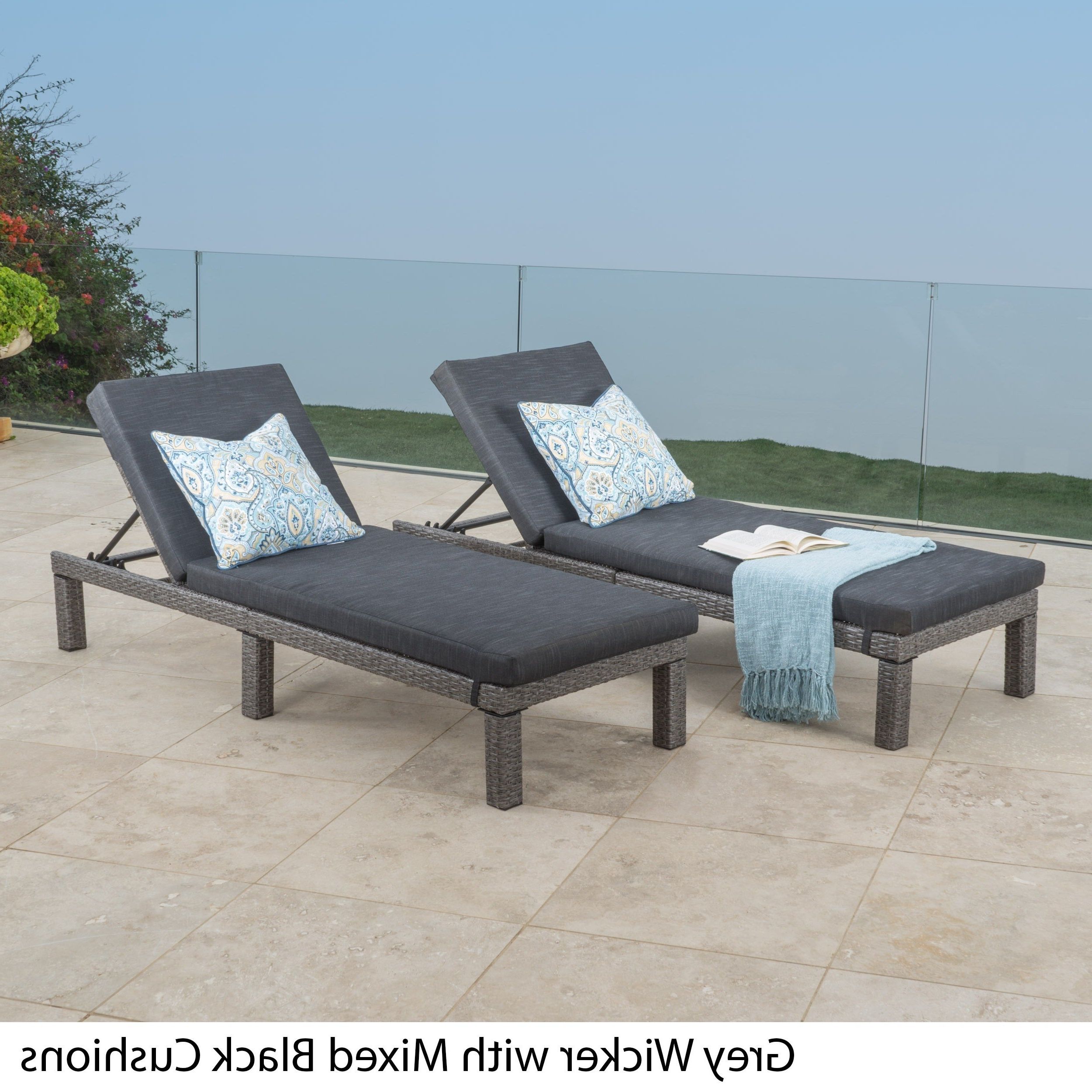 2020 Cape Coral Outdoor Chaise Lounges With Cushion With Puerta Outdoor Adjustable Pe Wicker Chaise Lounge With Cushion Christopher Knight Home (set Of 2) (View 15 of 25)