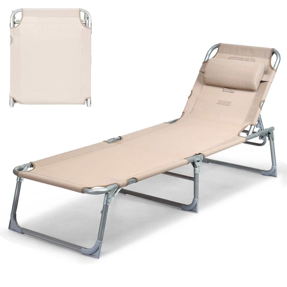 Adjustable Pool Chaise Lounge Chair Recliner Beach Outdoor Patio Deck Regarding 2020 Cart Wheel Adjustable Chaise Lounge Chairs (View 15 of 25)