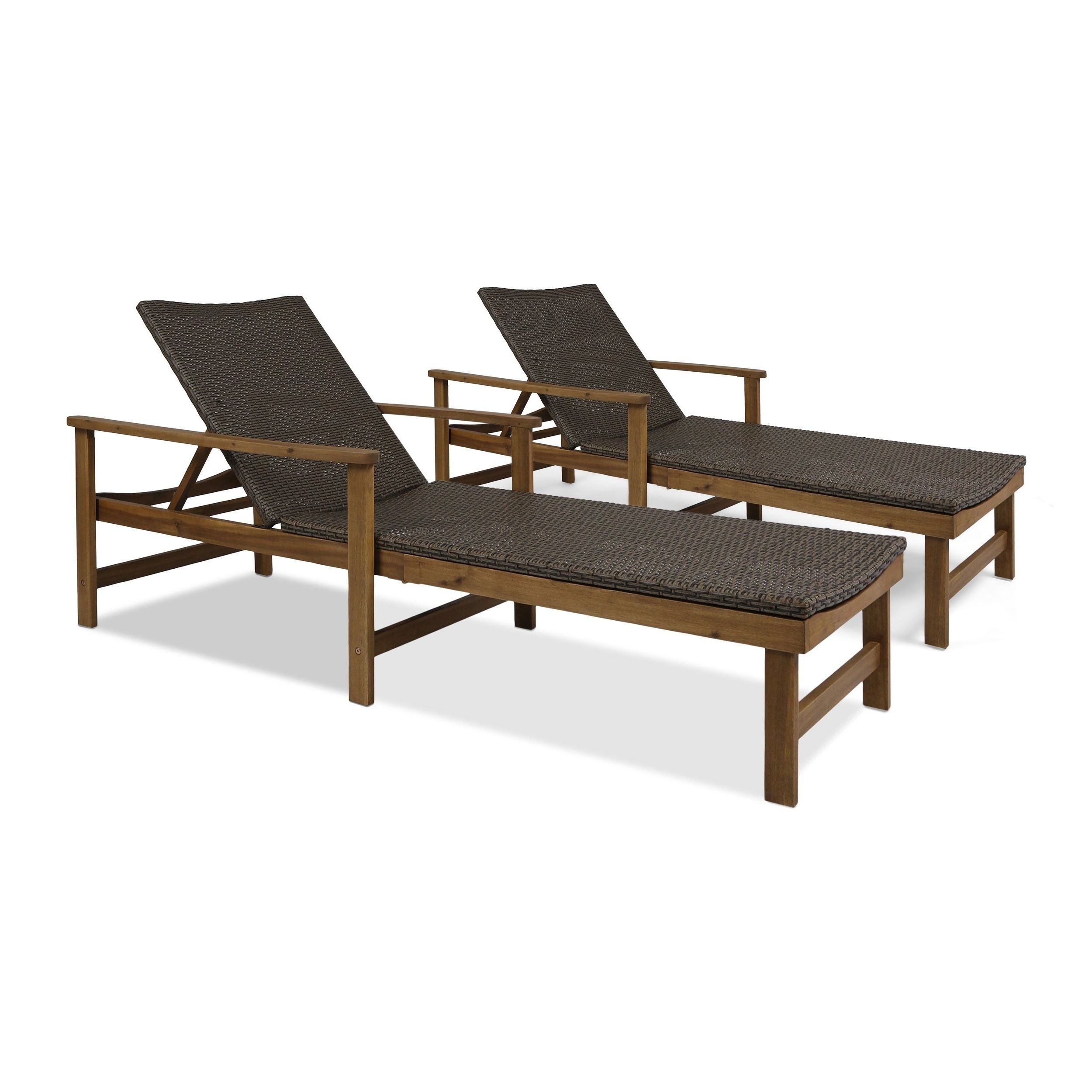 Best And Newest Hampton Outdoor Chaise Lounges Acacia Wood And Wicker (set Of 2) Christopher Knight Home Within Outdoor Rustic Acacia Wood Chaise Lounges With Wicker Seat (View 5 of 25)