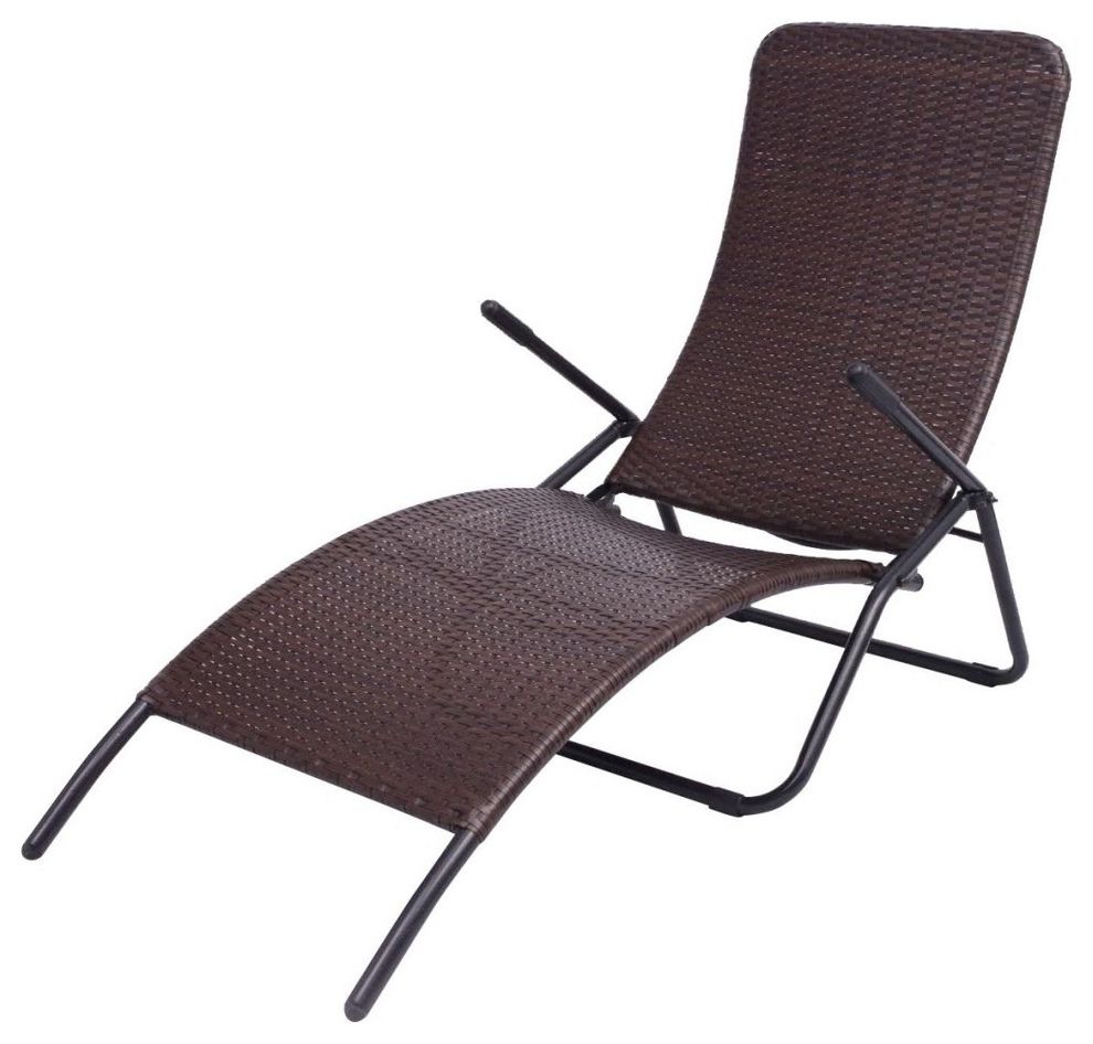 Best And Newest Vidaxl Folding Sunlounger Poly Rattan Brown Day Bed Outdoor Seating Garden Pertaining To Corliving Riverside Textured Loungers (View 25 of 25)