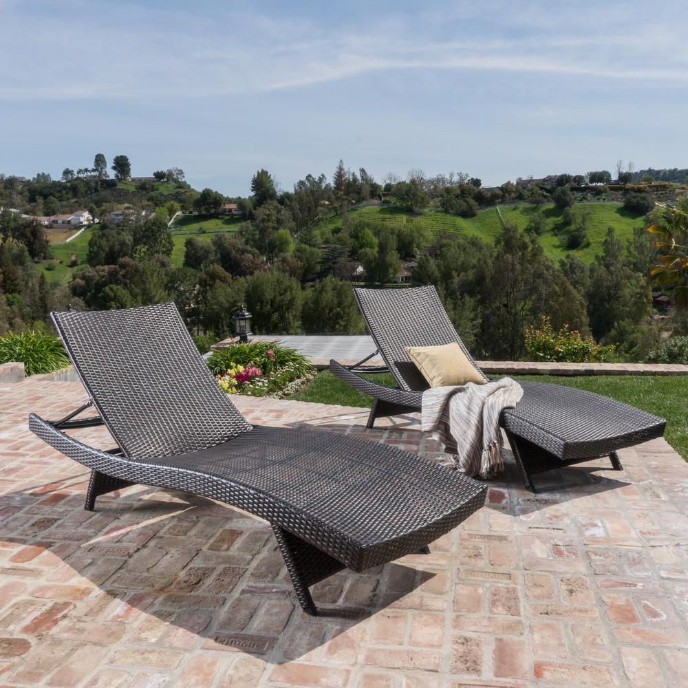 Brown Folding Patio Chaise Lounger Chairs Inside Well Liked Noble House Toscana Multi Brown 2 Piece Wicker Outdoor Chaise Lounge (View 2 of 25)