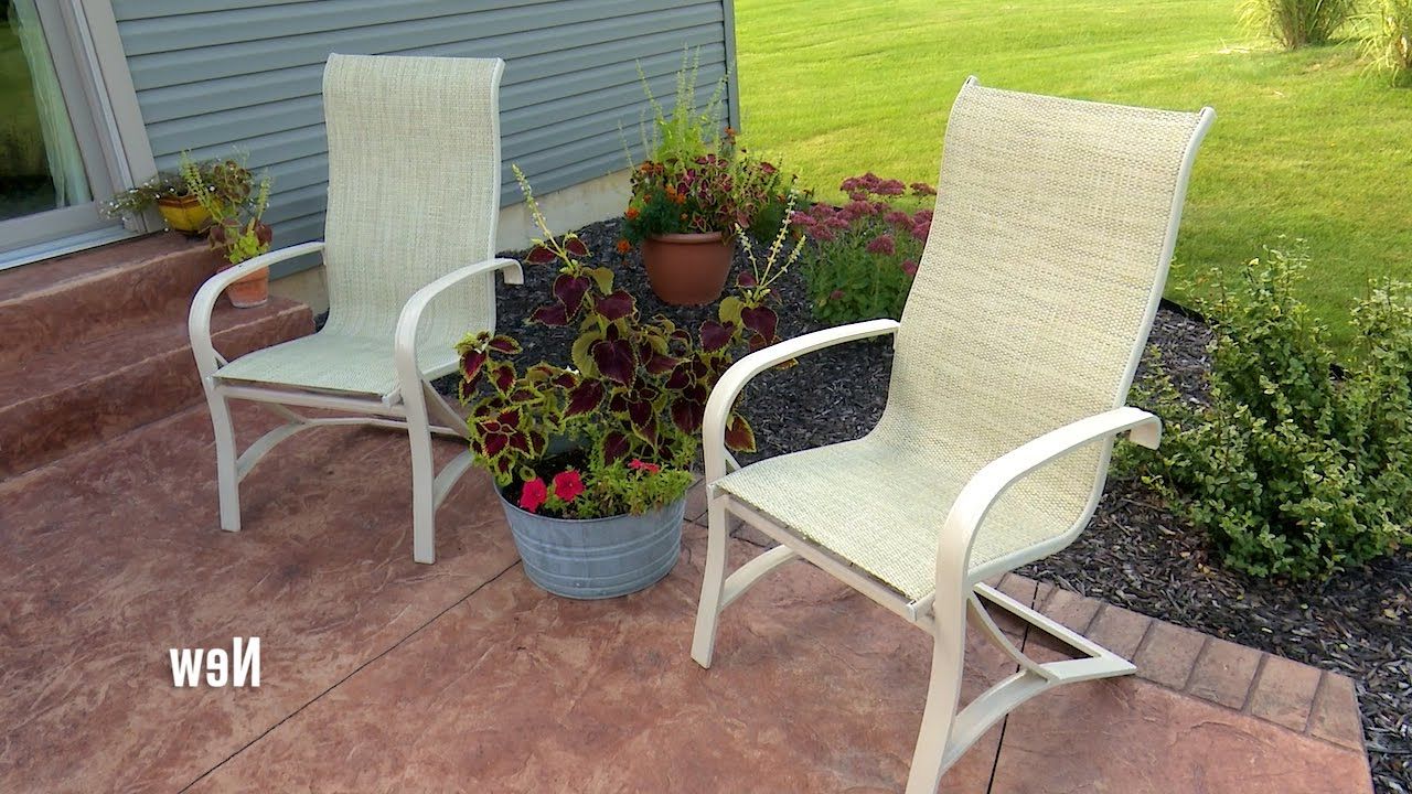 Canvas Patio Sling Chairs Inside Preferred How To Replace Fabric On A Patio Sling Chair (View 6 of 25)