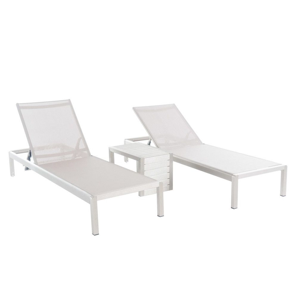 Cape Coral 3pc All Weather Wicker/mesh Patio Chaise W/ Side With Well Known Cape Coral Outdoor Aluminum Mesh Chaise Lounges (View 20 of 25)