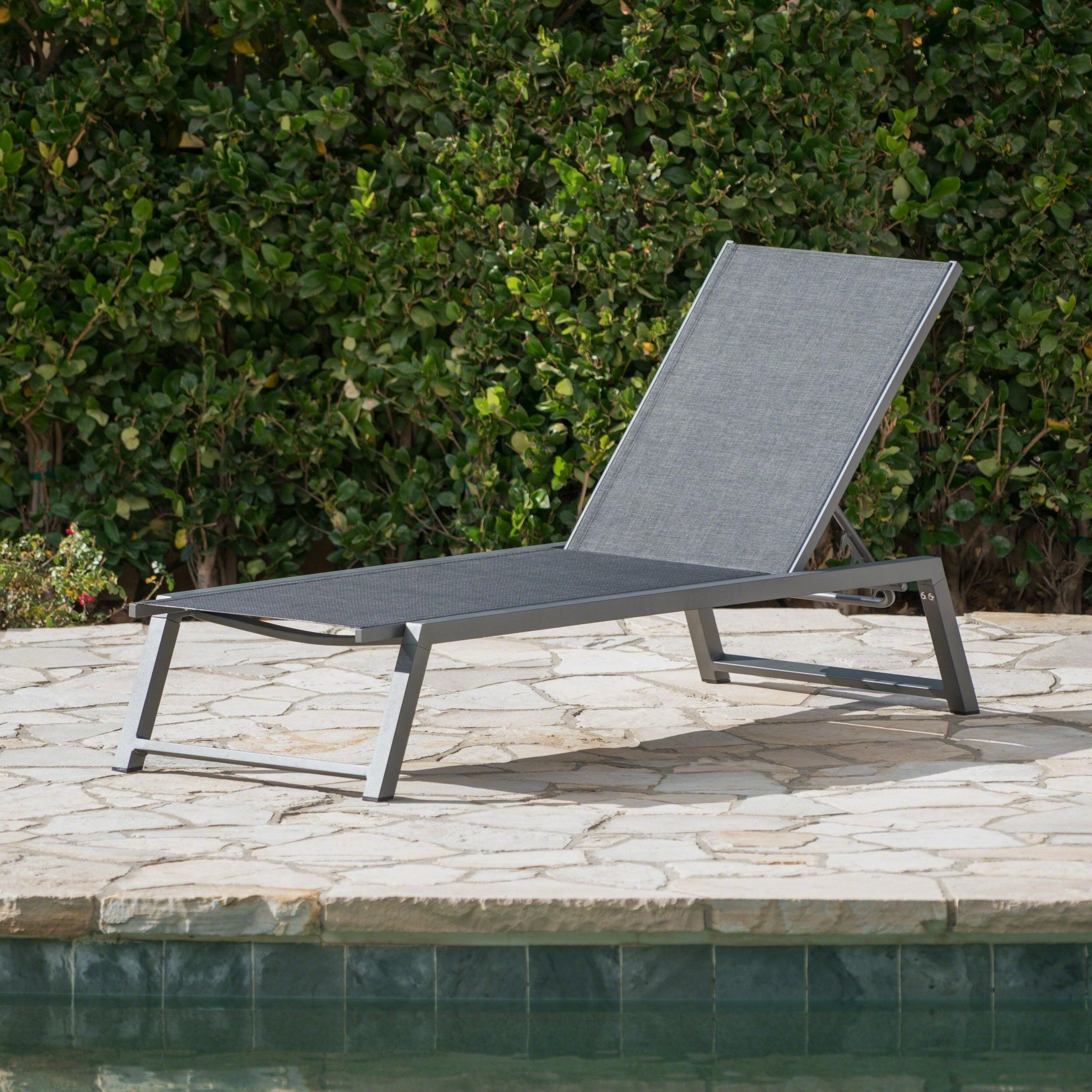 Cape Coral Outdoor Aluminum Mesh Chaise Lounges Regarding Well Known Myers Outdoor Aluminum Mesh Chaise Loungechristopher Knight Home (View 11 of 25)