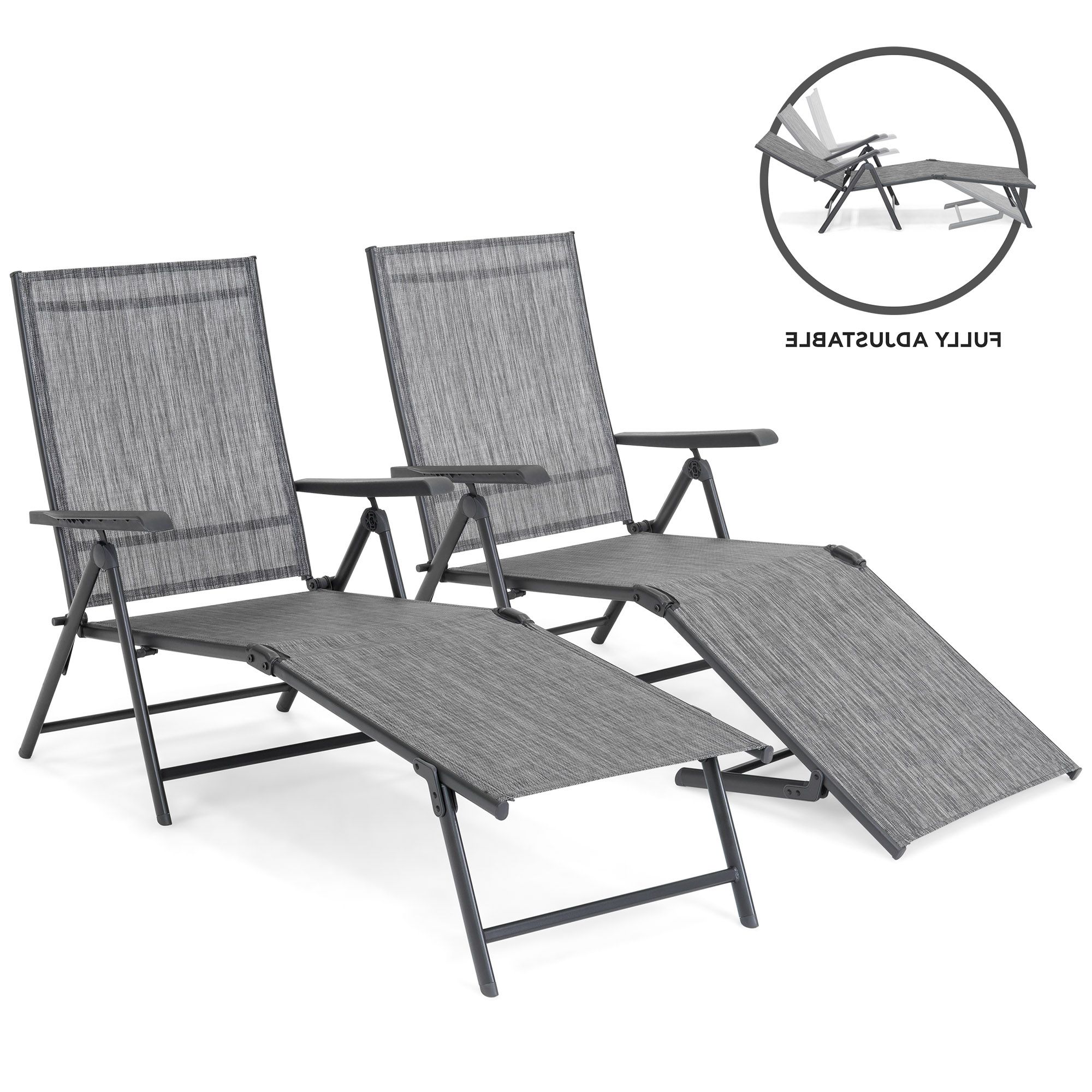 Cart Wheel Adjustable Chaise Lounge Chairs With Well Known Best Choice Products Set Of 2 Outdoor Adjustable Folding Chaise Reclining  Lounge Chairs For Patio, Poolside, Deck W/ Rust Resistant Steel Frame, (View 12 of 25)
