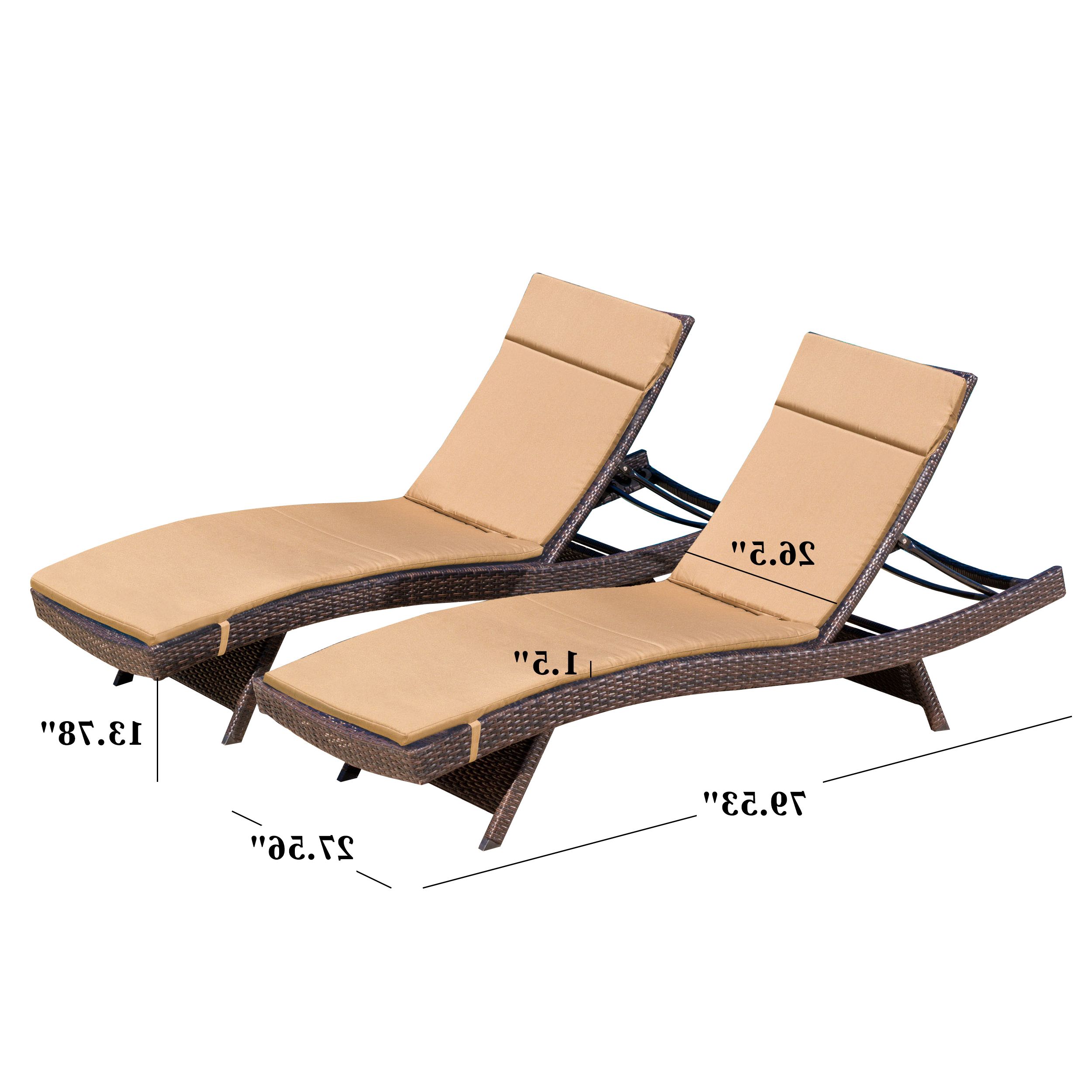 Chenoa Outdoor Brown Wicker Adjustable Chaise Lounge With Cushion (set Of 2) With Regard To Recent Wicker Adjustable Chaise Loungers With Cushion (View 2 of 25)