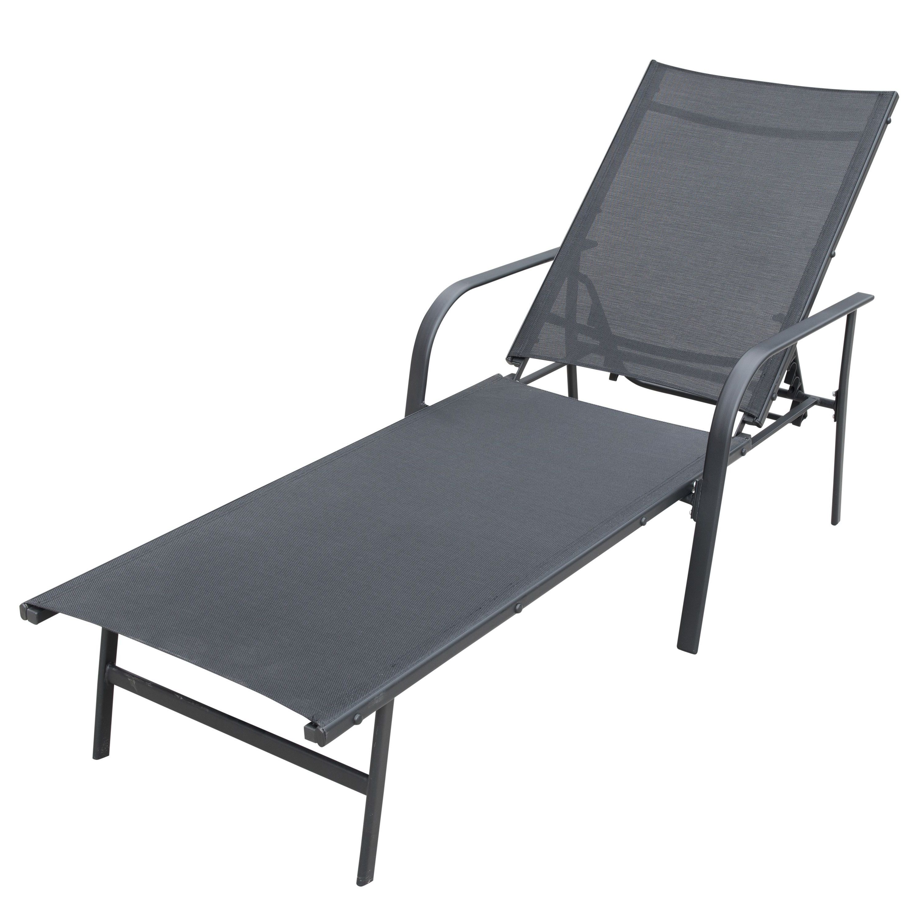 Current Corvus Antonio Outdoor Black Sling Fabric Adjustable Chaise Throughout Black Sling Fabric Adjustable Chaise Lounges (View 6 of 25)