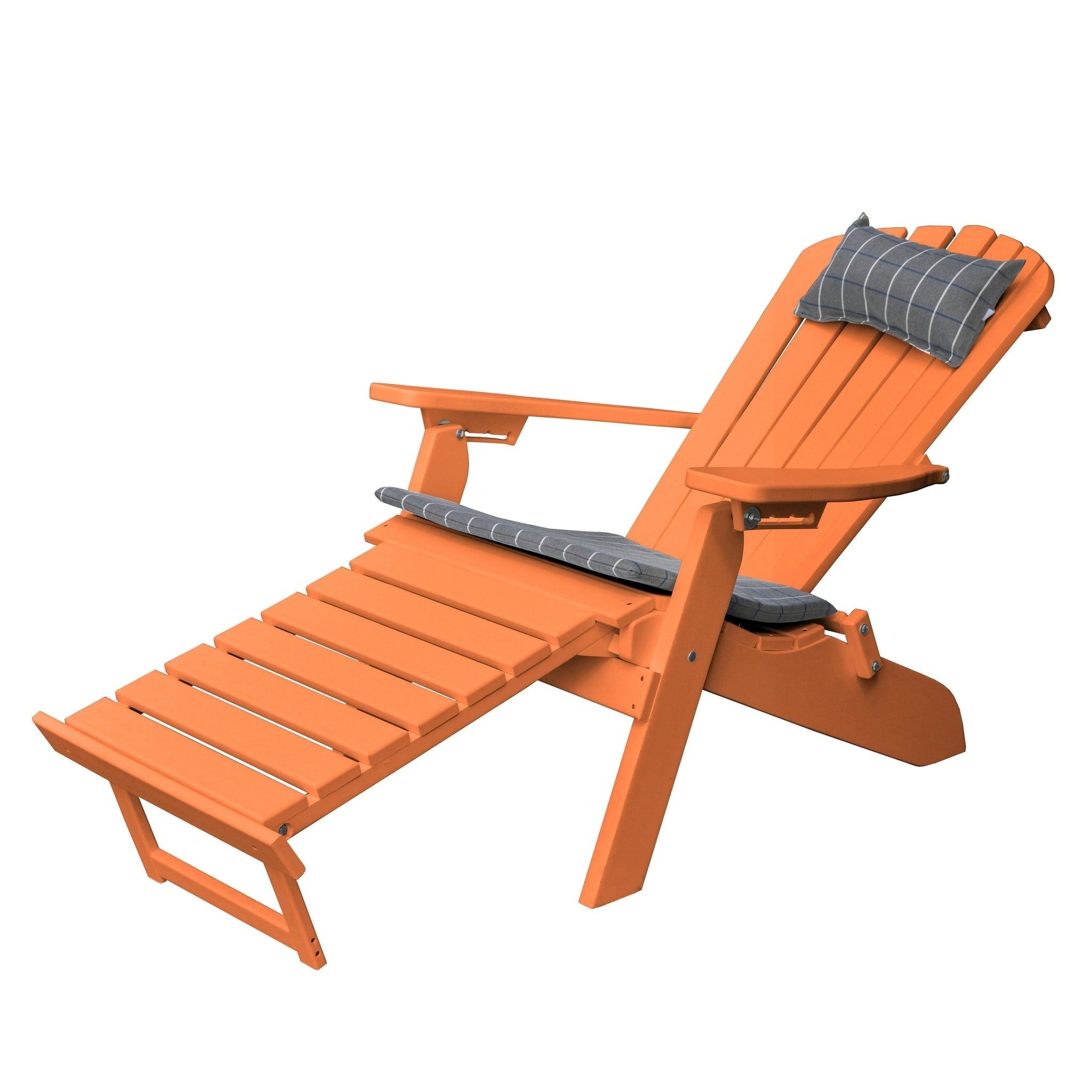 Current Folding/reclining Adirondack Chair With Pullout Ottoman – Recycled Plastic For Handmade White Folding Adirondack Pull Out Footrest Chairs (View 5 of 25)