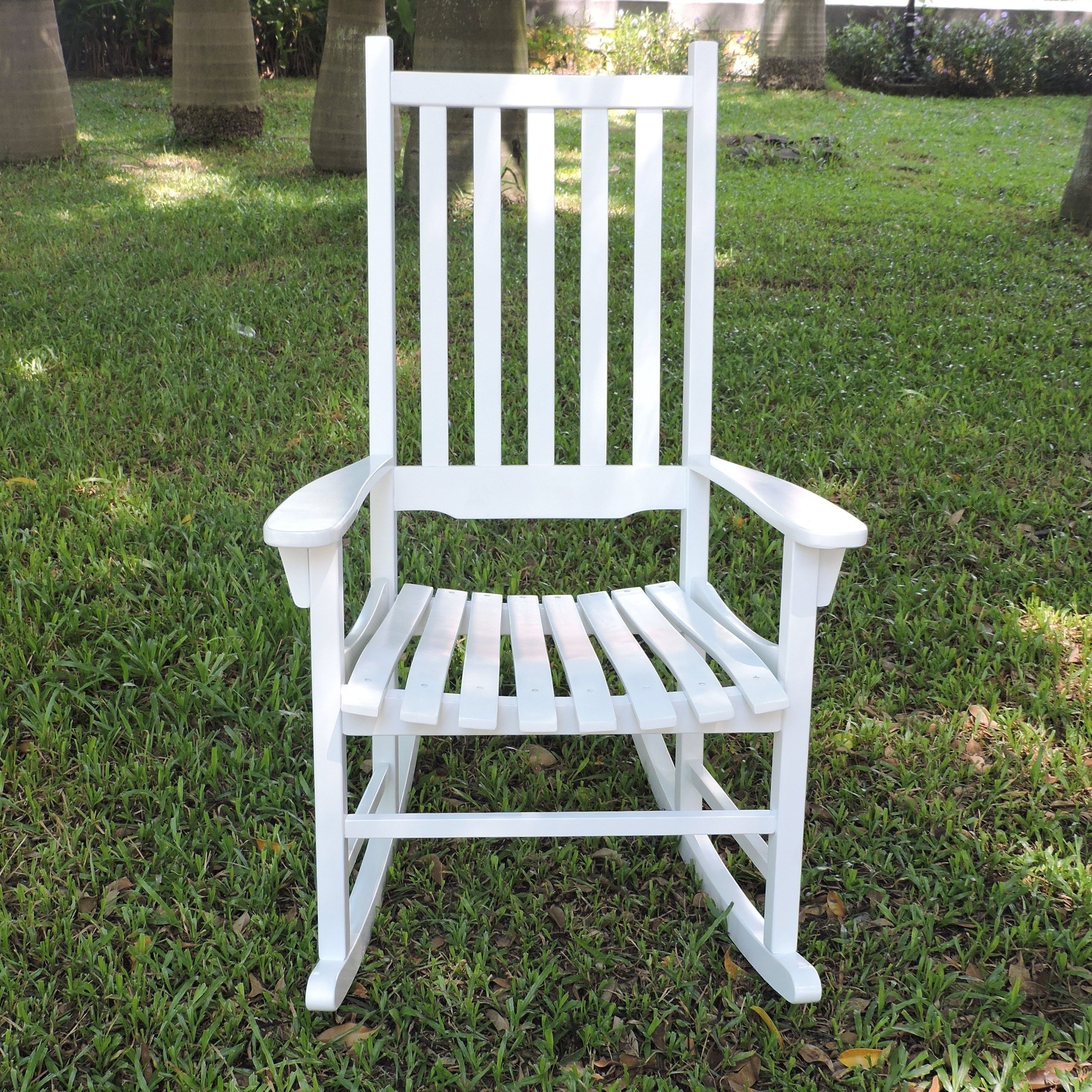 Details About Havenside Home Togiak Traditional Rocking Chair White Single For Well Known Havenside Home Ormond Outdoor Hardwood Sun Loungers With Tray (View 12 of 25)
