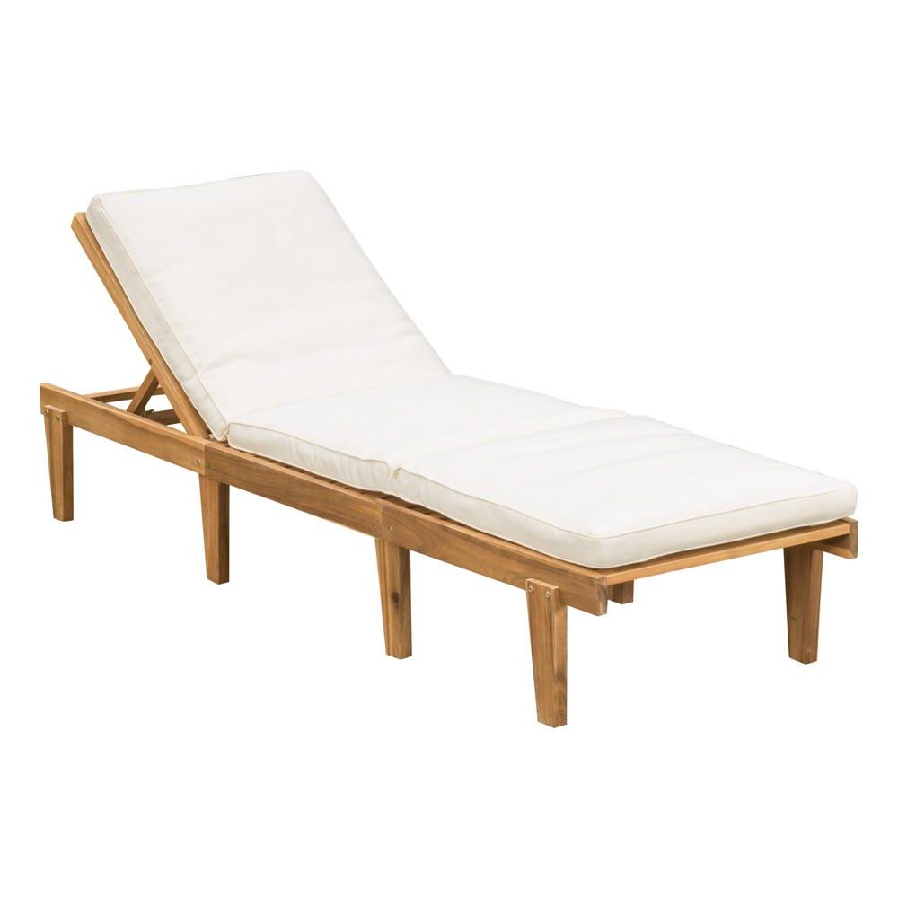 Eucalyptus Teak Finish Outdoor Chaise Loungers With Cushion Within Most Popular Ariana Teak Wood Outdoor Chaise Lounge With Cream Cushion (View 7 of 25)