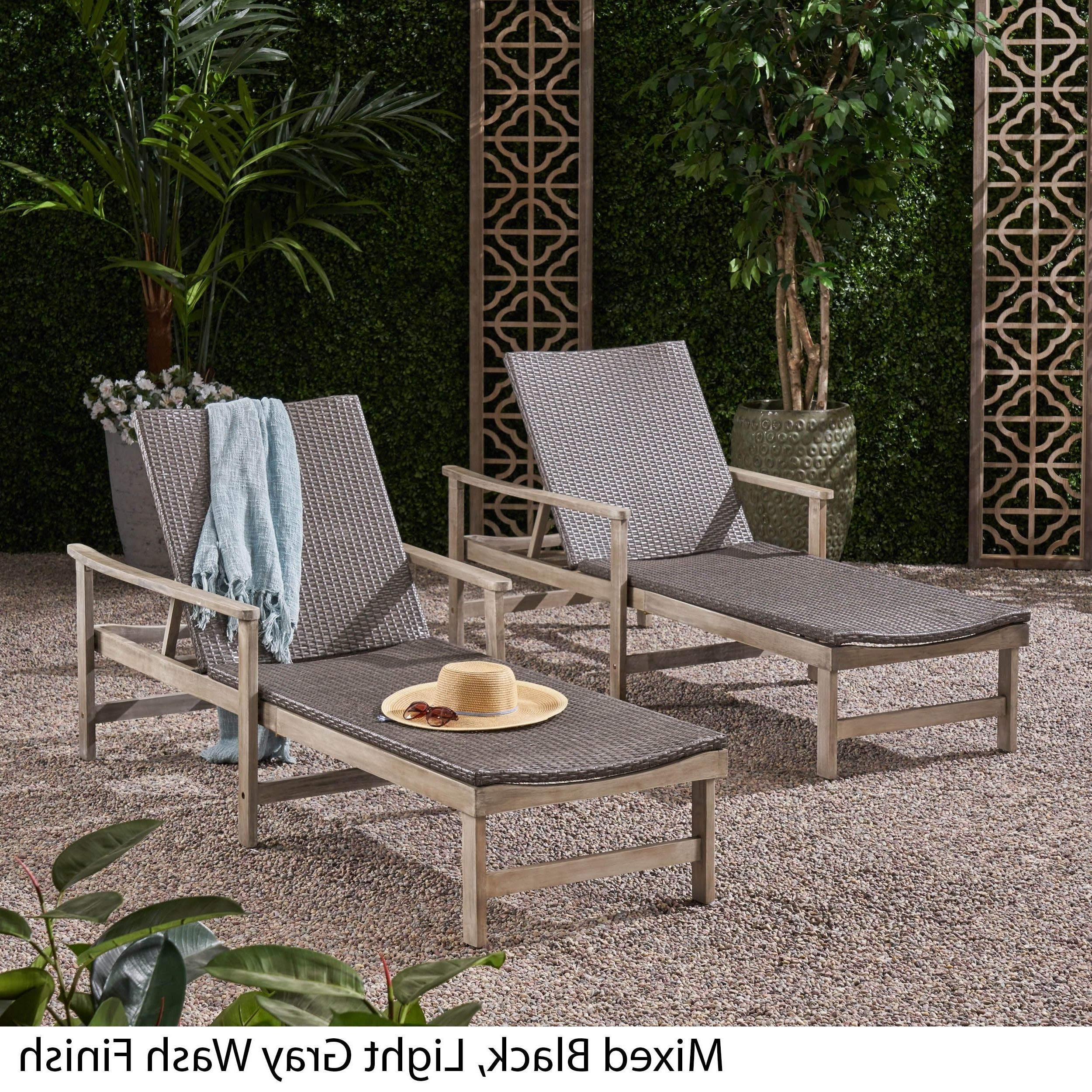 Famous Hampton Outdoor Chaise Lounges Acacia Wood And Wicker In Hampton Outdoor Chaise Lounges Acacia Wood And Wicker (set Of 2) Christopher Knight Home (View 9 of 25)