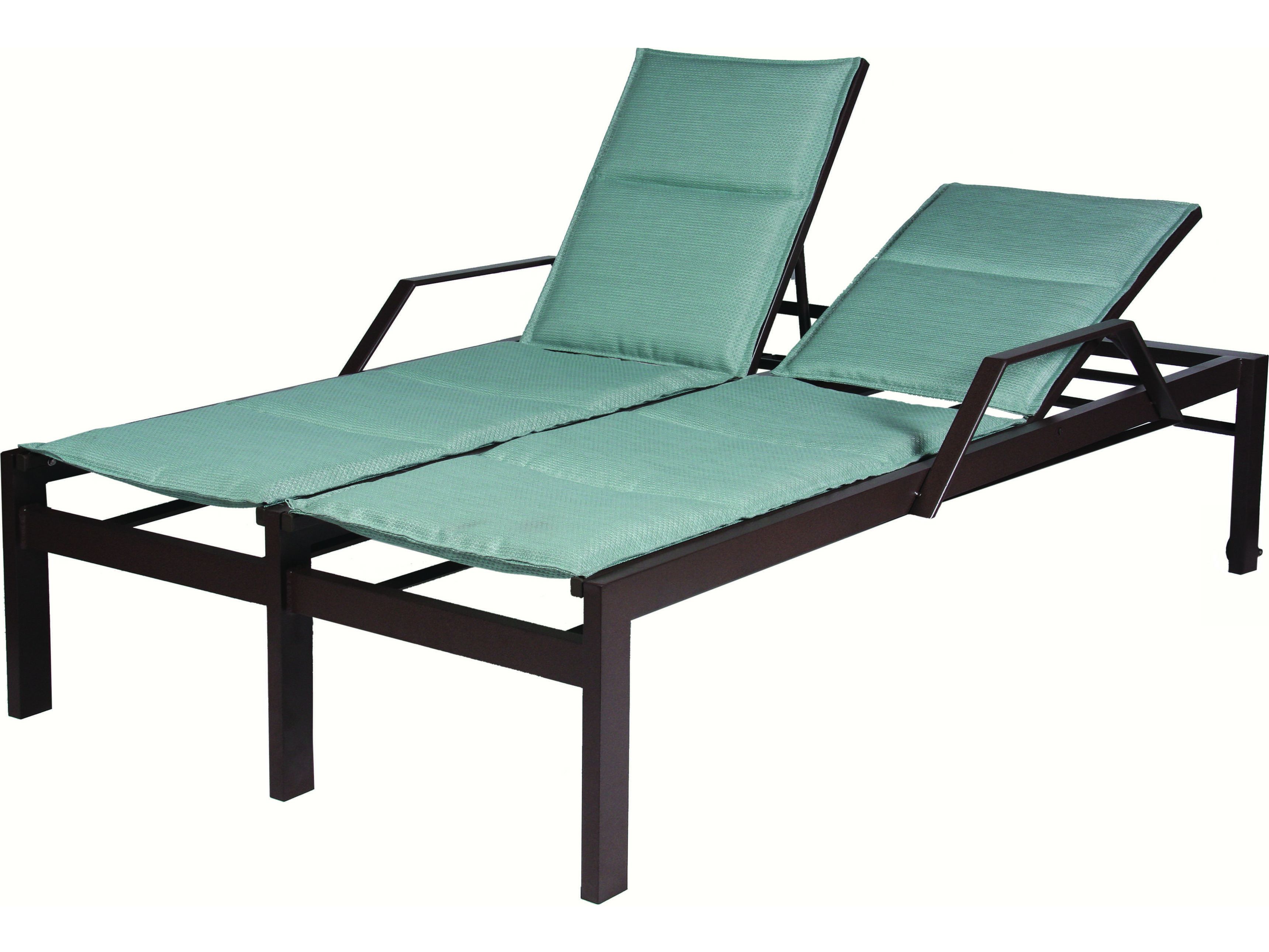 Famous Sling Patio Chaise Lounges Pertaining To Suncoast Vectra Bold Sling Cast Aluminum Double Chaise Lounge With Wheels (View 15 of 25)