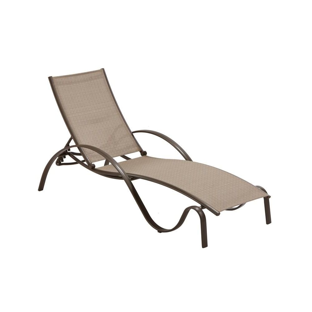 Famous Sling Patio Chaise Lounges With Regard To Hampton Bay Commercial Grade Aluminum Brown Outdoor Chaise (View 20 of 25)