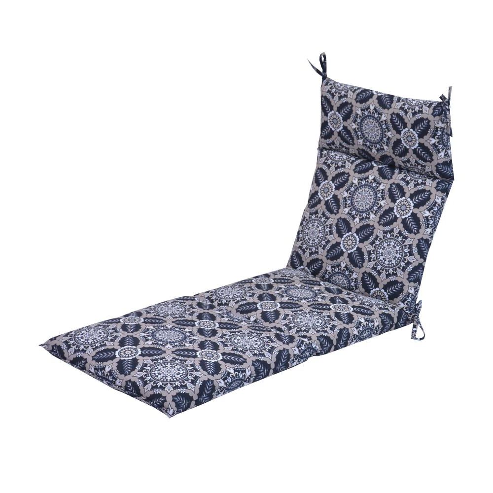 Fashionable Lattice Outdoor Patio Pool Chaise Lounges With Wheels And Cushion Inside Hampton Bay Black Tile Outdoor Chaise Lounge Cushion (View 25 of 25)