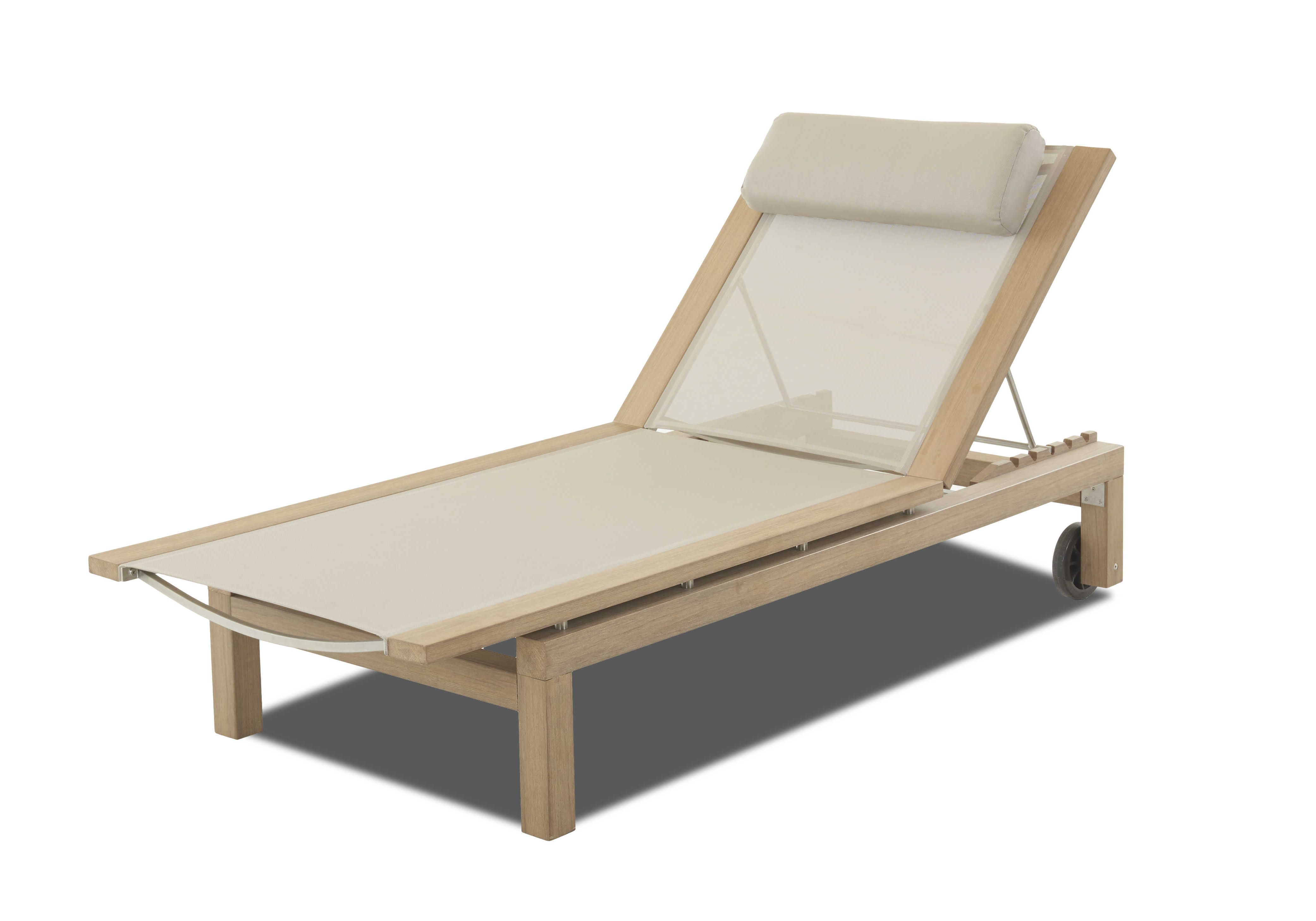 Favorite Eucalyptus Teak Finish Outdoor Chaise Loungers With Cushion Intended For Klaussner Delray Wood Sling Chaise Lounge (View 19 of 25)