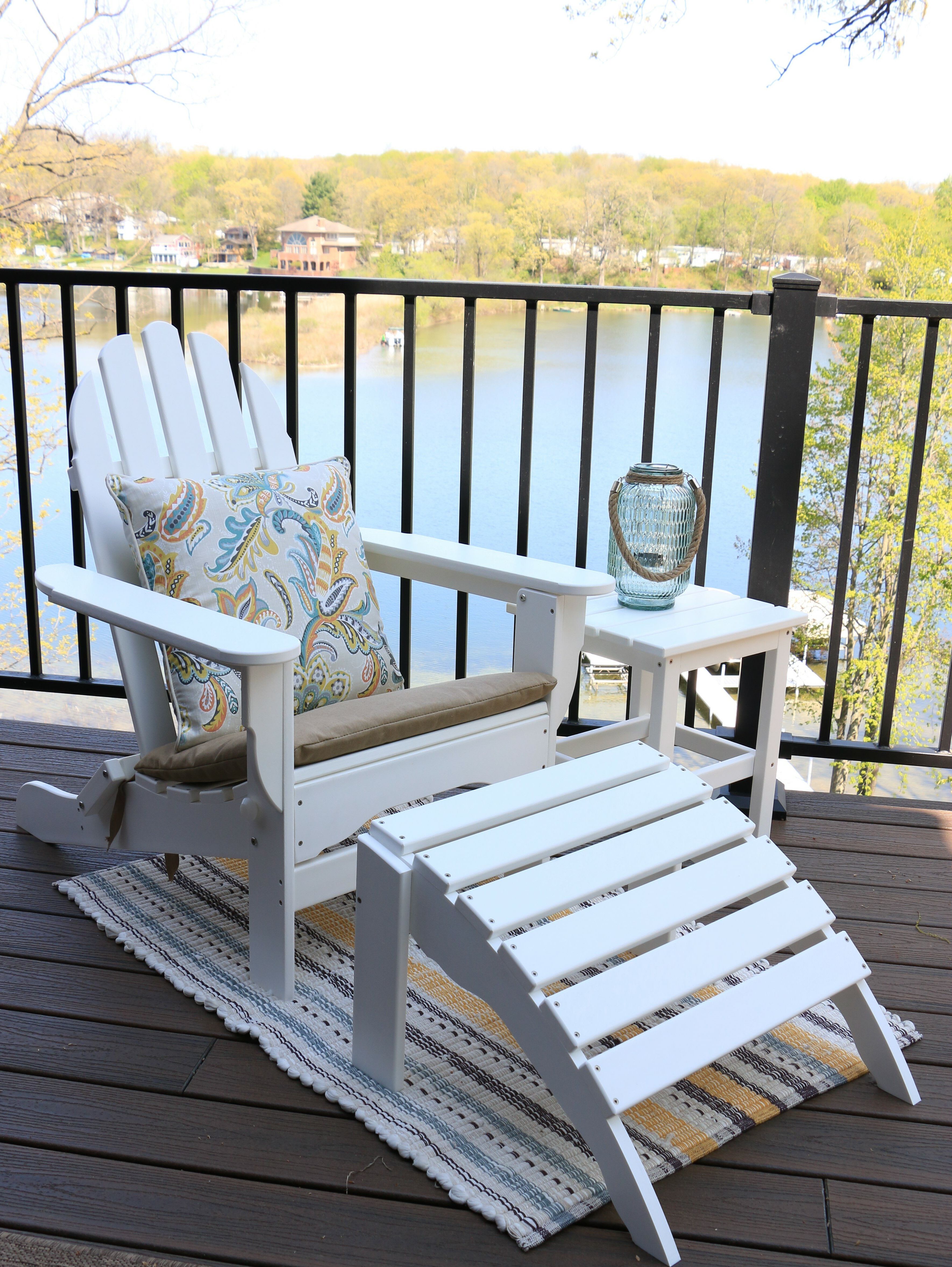Favorite Handmade White Folding Adirondack Pull Out Footrest Chairs With Paterson Plastic Folding Adirondack Chair With Table And Ottoman (View 17 of 25)