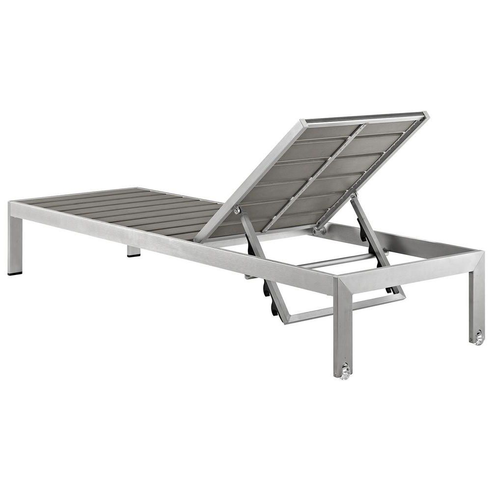 Favorite Modway Shore Patio Aluminum Outdoor Chaise Lounge In Silver Gray With Shore Aluminum Outdoor Chaise Lounges (View 6 of 25)