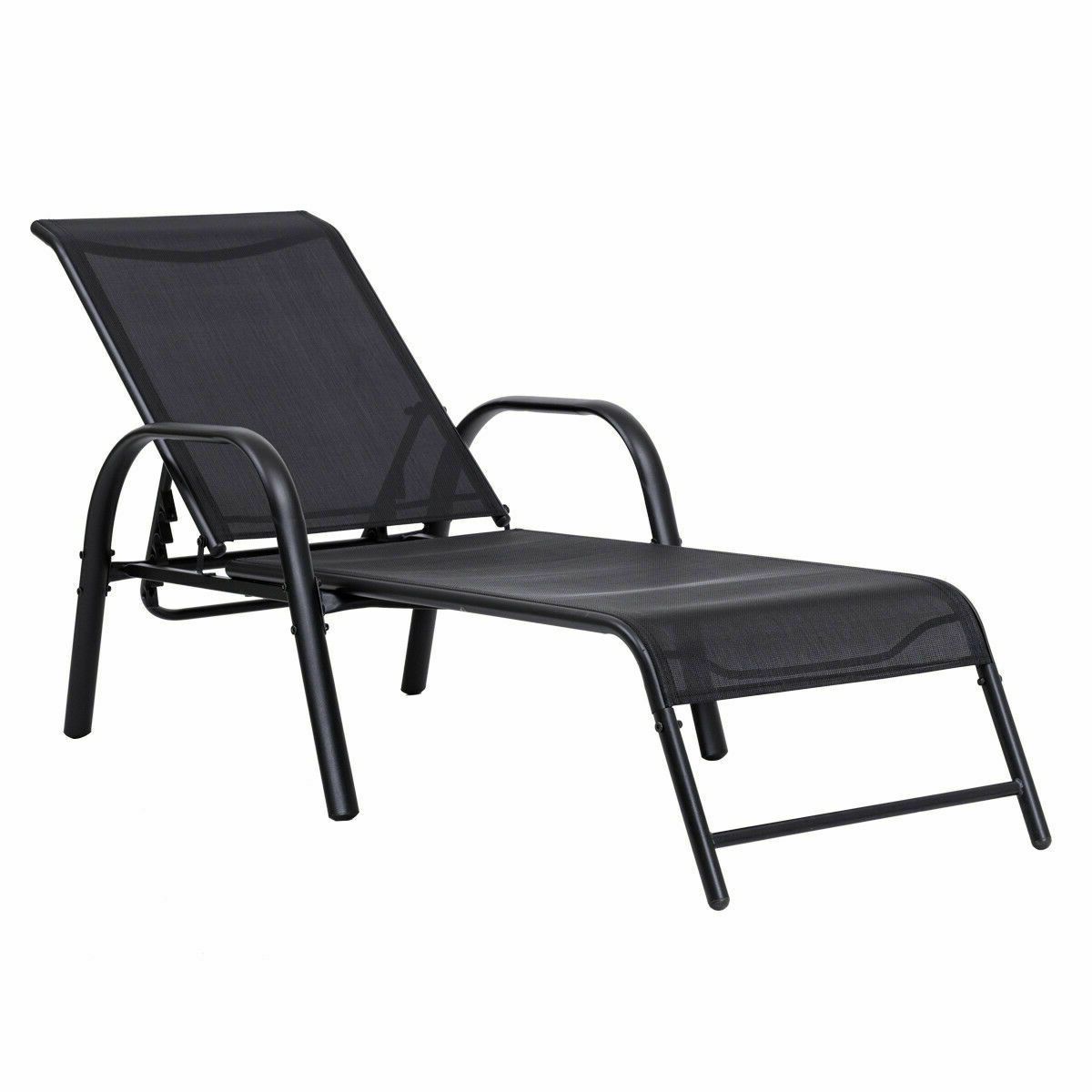 Favorite Outdoor Patio Chaise Lounge Chairs Sling Lounges Recliner Adjustable Back Inside Sling Patio Chaise Lounges (View 17 of 25)