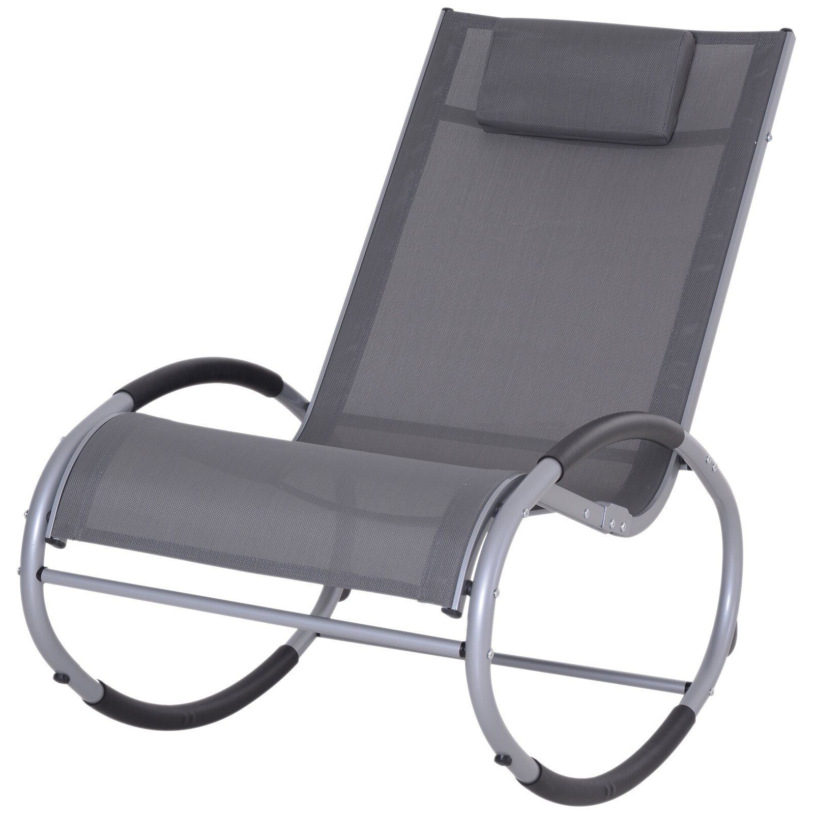 Favorite Reclining Sling Lounge Chairs Intended For Outsunny Zero Gravity Rocking Chaise Lounge Sling Reclining Chair – Grey (View 6 of 25)
