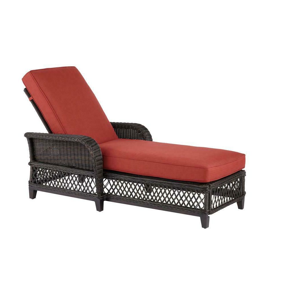 Hampton Bay Outdoor Chaise Lounge Brown Woodbury Wicker Chili Cushion Patio With Regard To Best And Newest Hampton Outdoor Chaise Lounges Acacia Wood And Wicker (View 20 of 25)
