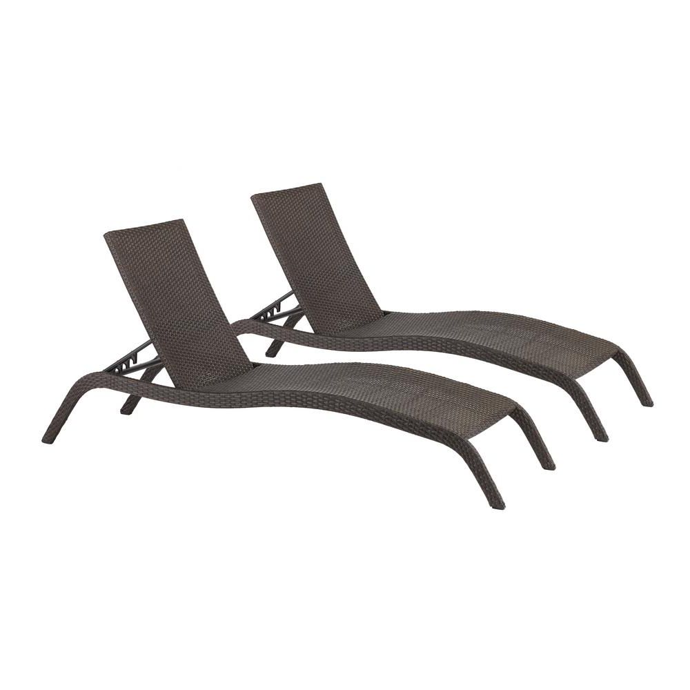 Hampton Bay Tacana Wicker Outdoor Chaise Lounge (2 Pack) With Best And Newest Cosco Outdoor Aluminum Chaise Lounge Chairs (View 7 of 25)