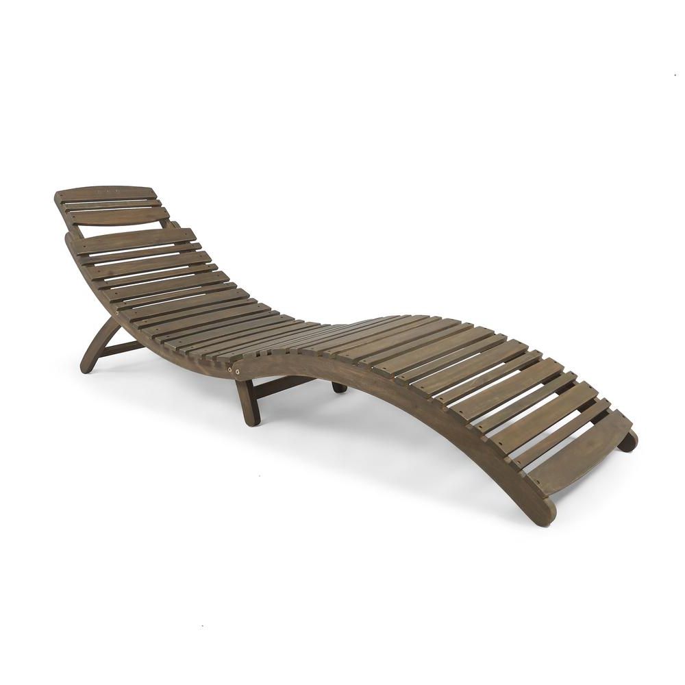 Hampton Outdoor Chaise Lounges Acacia Wood And Wicker Intended For Most Popular Noble House Gray Wood Wicker Outdoor Chaise Lounge (View 10 of 25)
