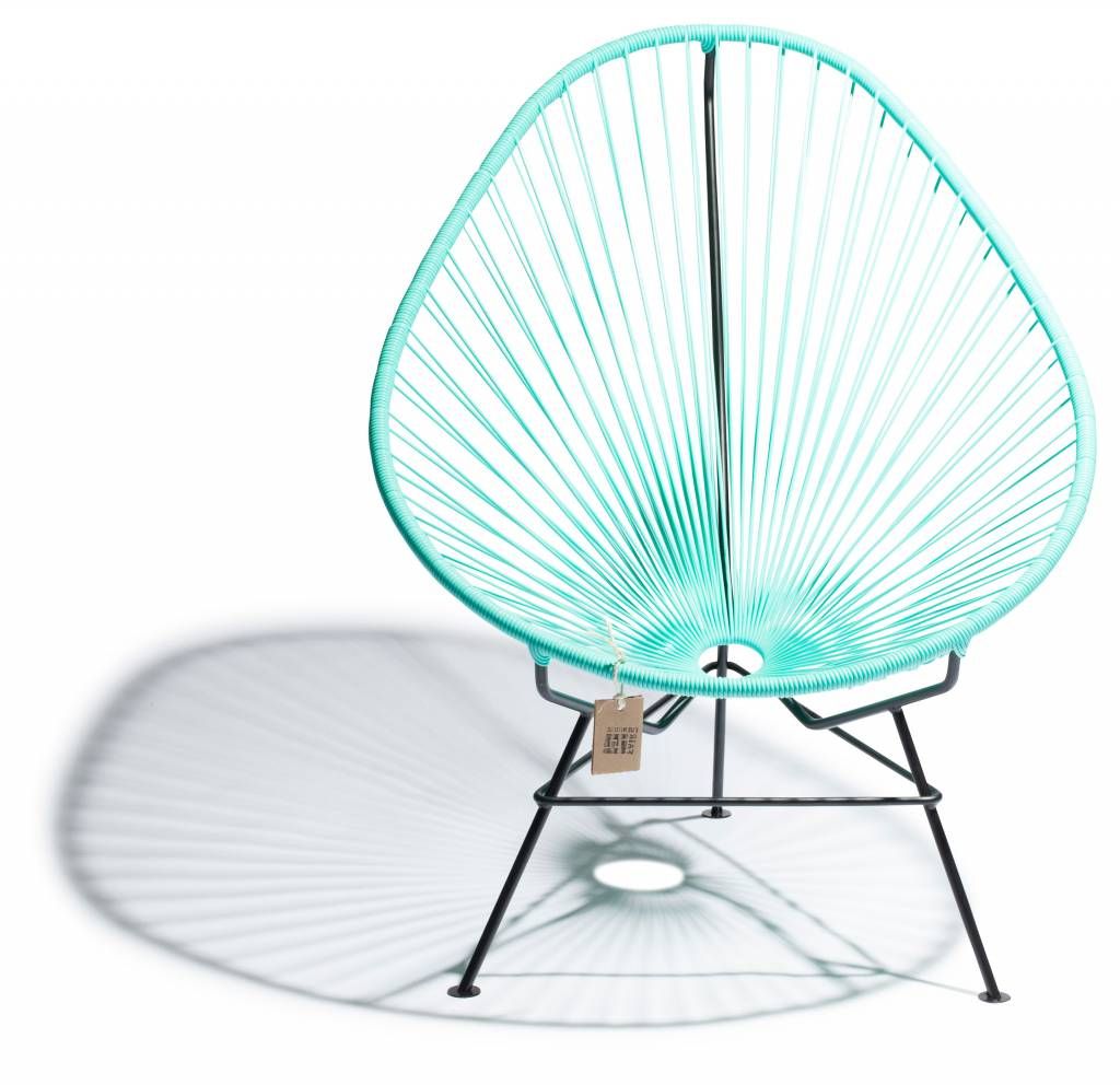 Handmade Acapulco Woven Indoor Outdoor Lounge Chairs Intended For 2019 Handmade Acapulco Chair Turquoise Light With Black Frame (View 23 of 25)