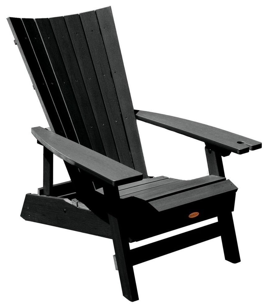 Handmade White Folding Adirondack Pull Out Footrest Chairs For Latest Manhattan Adirondack Chair With Wine Glass Holder, Black (View 19 of 25)