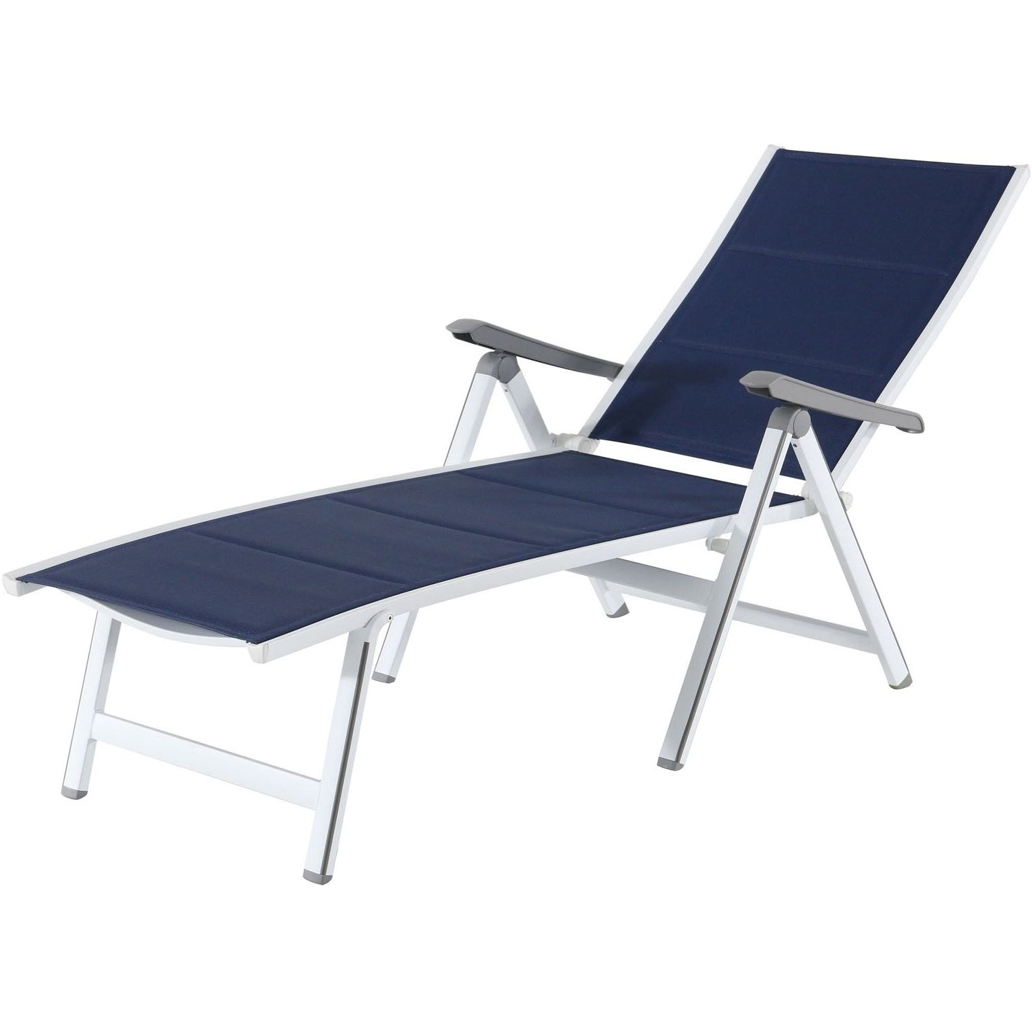 Hanover Halsted Padded Chaises With Regard To 2020 Hanover Regis White/navy Aluminum Padded Sling Chaise Lounge Chair (View 11 of 25)