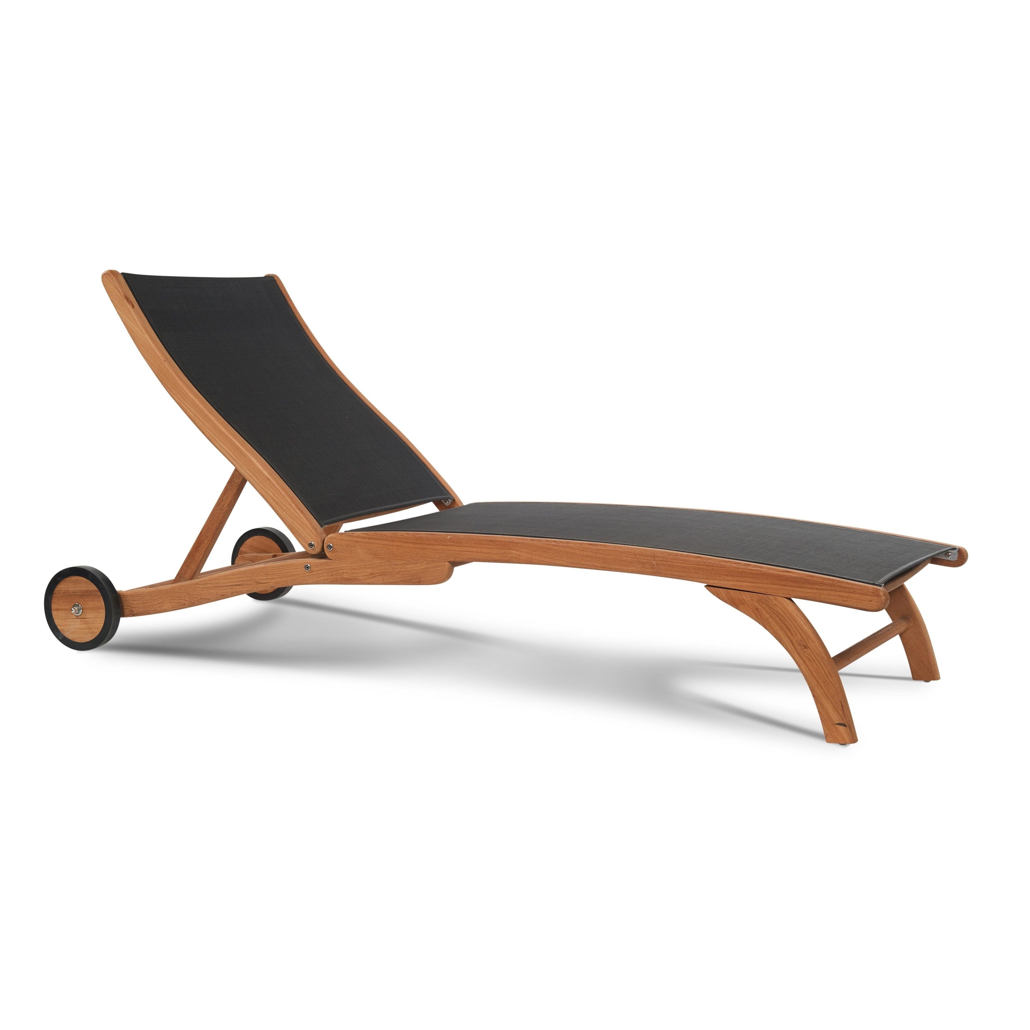Hiteak Pearl Chaise Lounge In Black Mesh Fabric With 2020 Pearl Chaise Lounges (View 6 of 25)