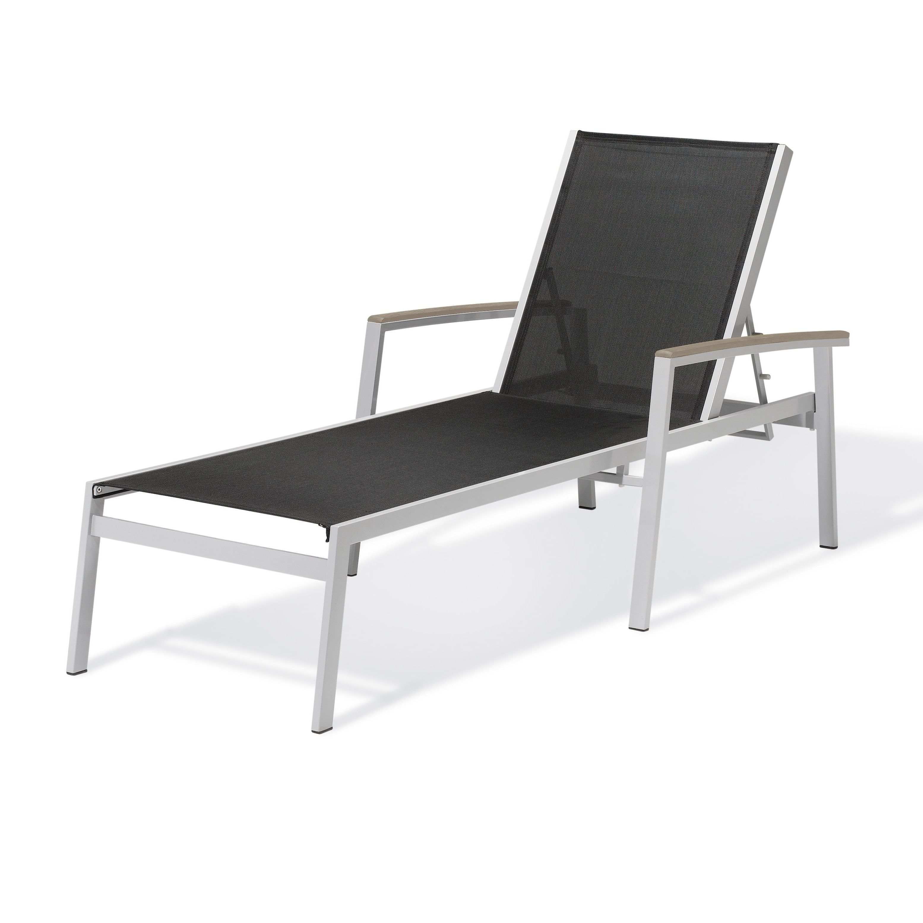 Hiteak Pearl Chaise Lounges In Black Mesh Fabric Regarding Most Recent Piscine Black Chaise Lounge (set Of 2) (View 4 of 25)