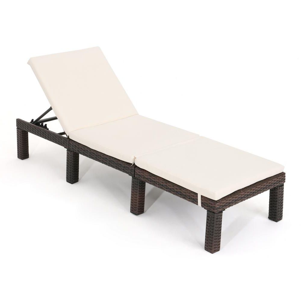 Jamaica Multi Brown 2 Piece Wicker Outdoor Chaise Lounge With Cream Cushion For Most Up To Date Jamaica Outdoor Chaise Lounges (View 4 of 25)