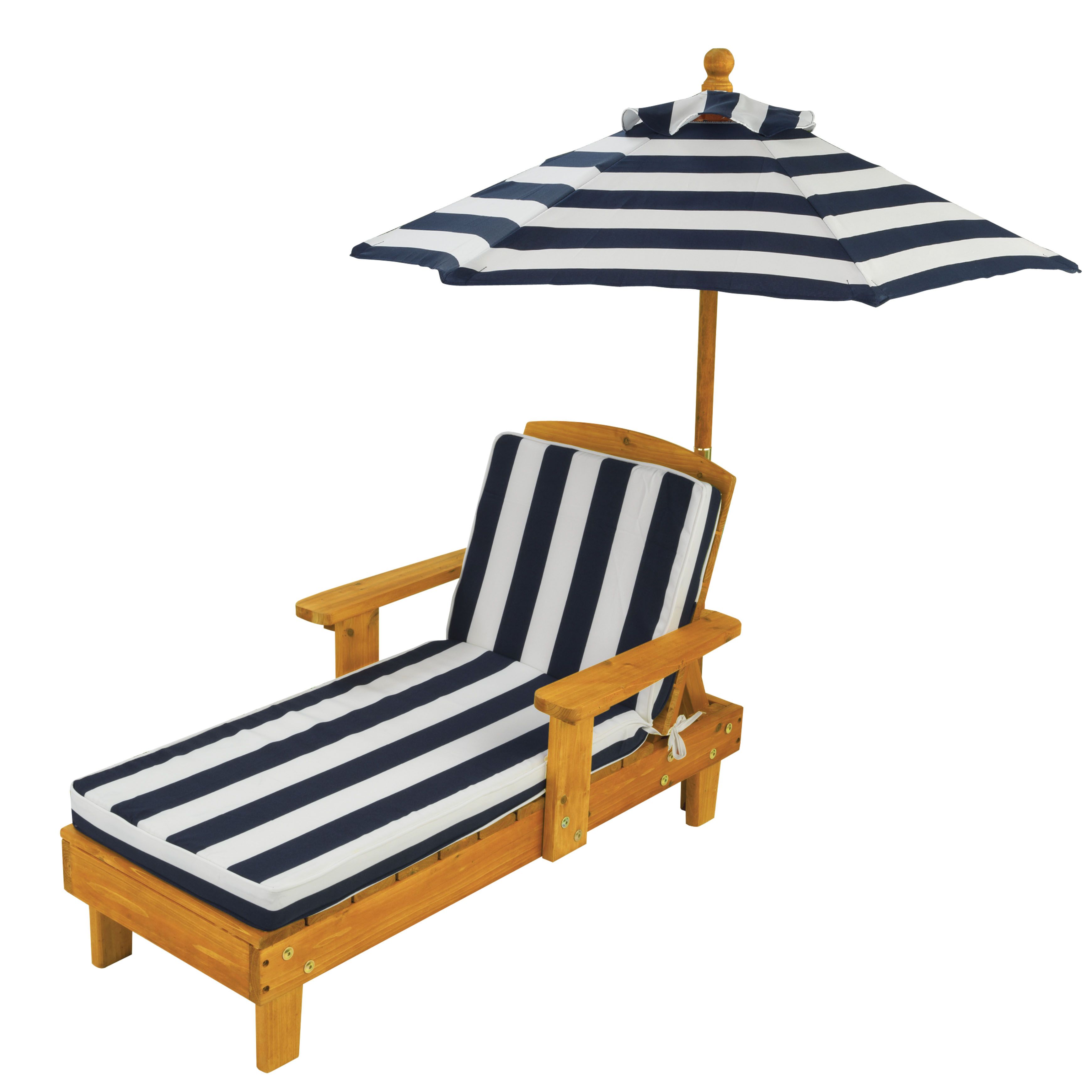 Kidkraft Outdoor Chaise With Umbrella – Navy – Walmart Within Most Current Striped Outdoor Chaises With Umbrella (View 1 of 25)
