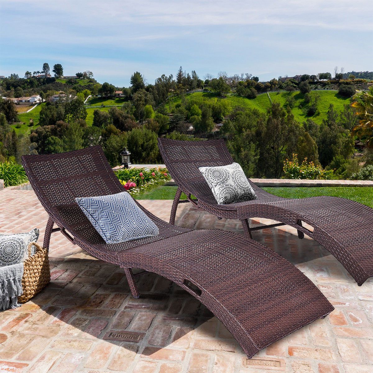 Latest Costway Mix Brown Folding Patio Rattan Chaise Lounge Chair Outdoor  Furniture Pool Side With Regard To Brown Folding Patio Chaise Lounger Chairs (View 21 of 25)