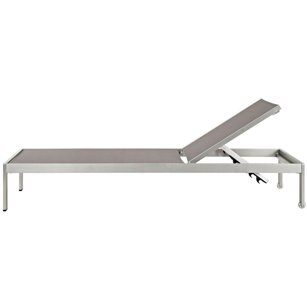 Latest Shore Aluminum Outdoor Chaises Regarding Modway Shore Mesh Silver Gray Aluminum Outdoor Patio Chaise Lounge (View 6 of 25)