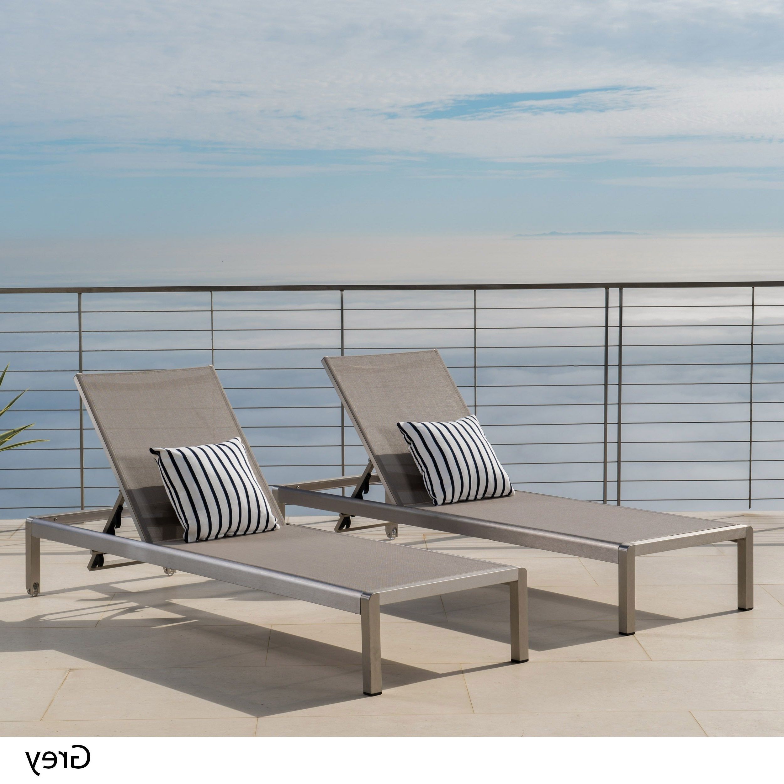 Most Current Cape Coral Outdoor Aluminum Adjustable Chaise Lounge (set Of 2) Christopher Knight Home Pertaining To Cape Coral Outdoor Chaise Lounges With Cushion (View 2 of 25)