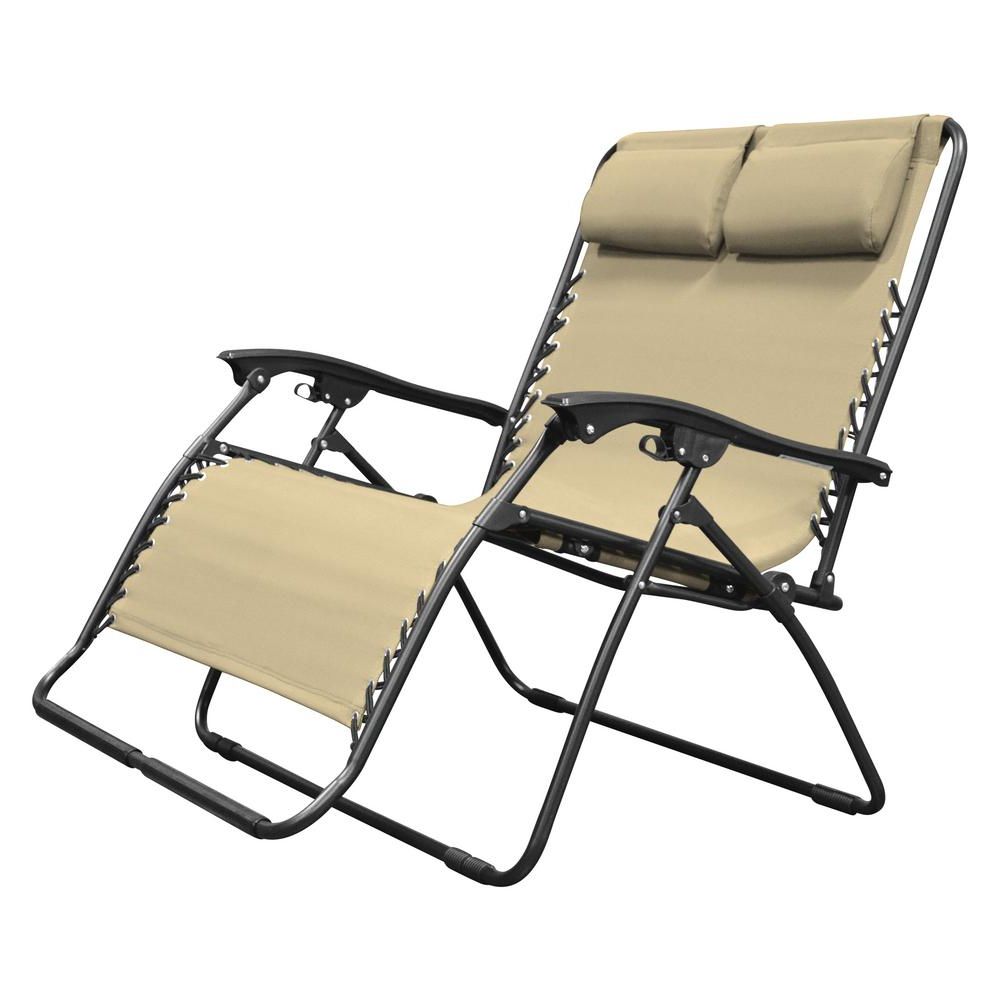 Most Current Caravan Sportsbeige Zero Gravity Chairs Within Caravan Sports Infinity Love Seat Beige Metal Textilene Reclining Patio  Lawn Chair (View 12 of 25)
