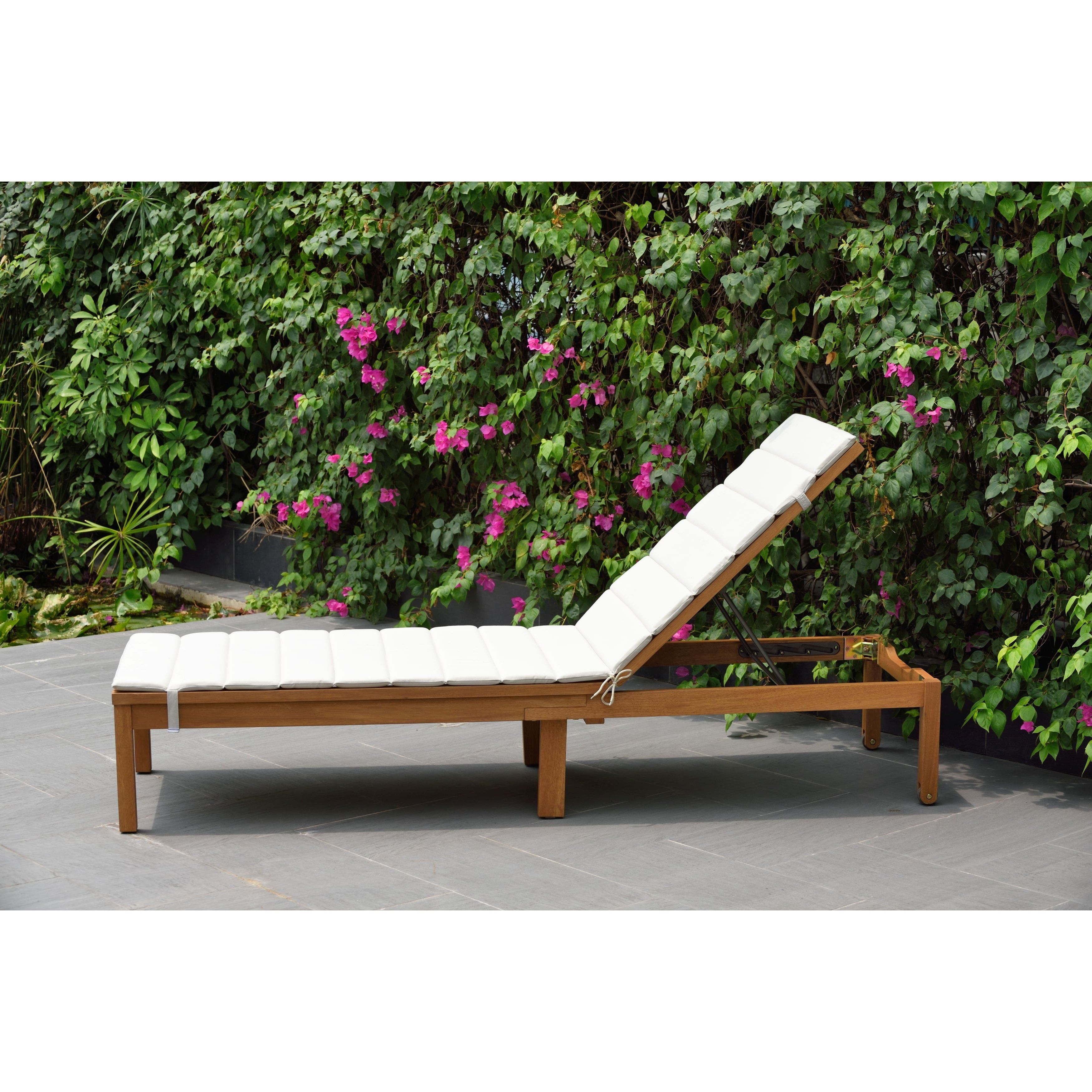 Most Current Eucalyptus Teak Finish Outdoor Chaise Loungers With Cushion With Regard To Amazonia Katia Eucalyptus/teak Finish Outdoor Chaise Lounger With Grey  Cushion (View 1 of 25)