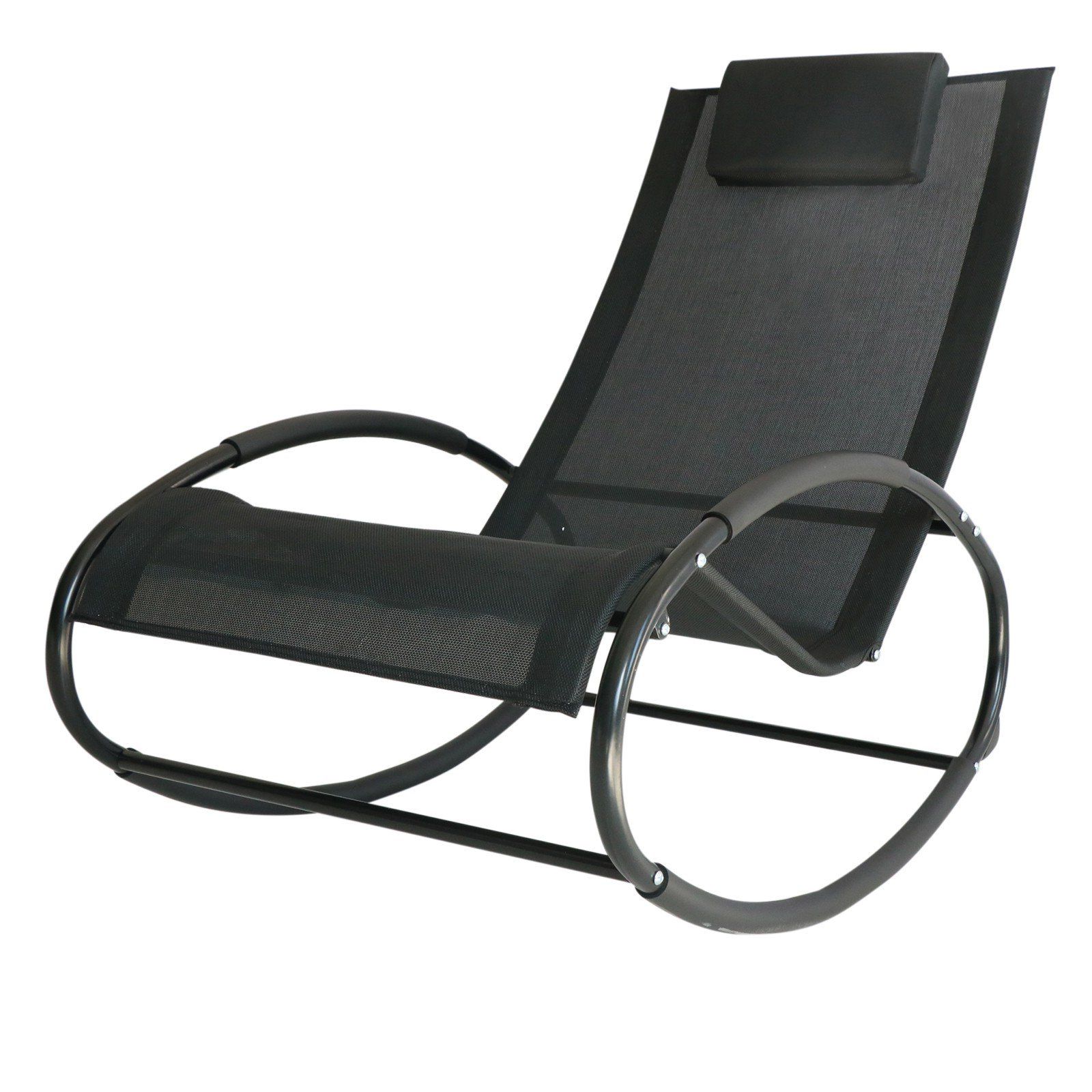 Most Current Outsunny Orbital Zero Gravity Rocking Chair, 105lx62wx88h Cm,texteline Black Intended For Orbital Patio Lounger Rocking Chairs (View 8 of 25)