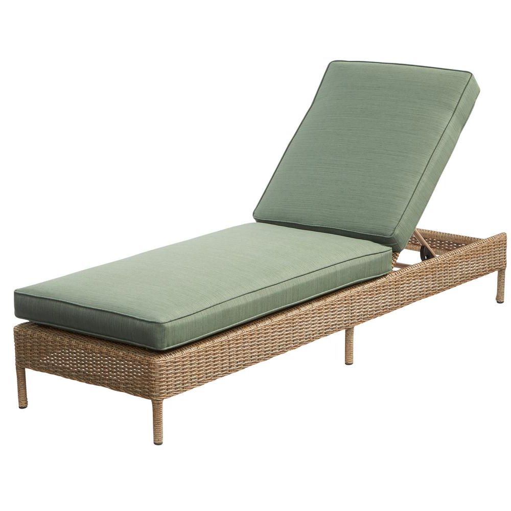 Most Recent Bradenton Outdoor Wicker Chaise Lounges With Cushions Intended For Hampton Bay Lemon Grove Wicker Outdoor Chaise Lounge With (View 8 of 25)