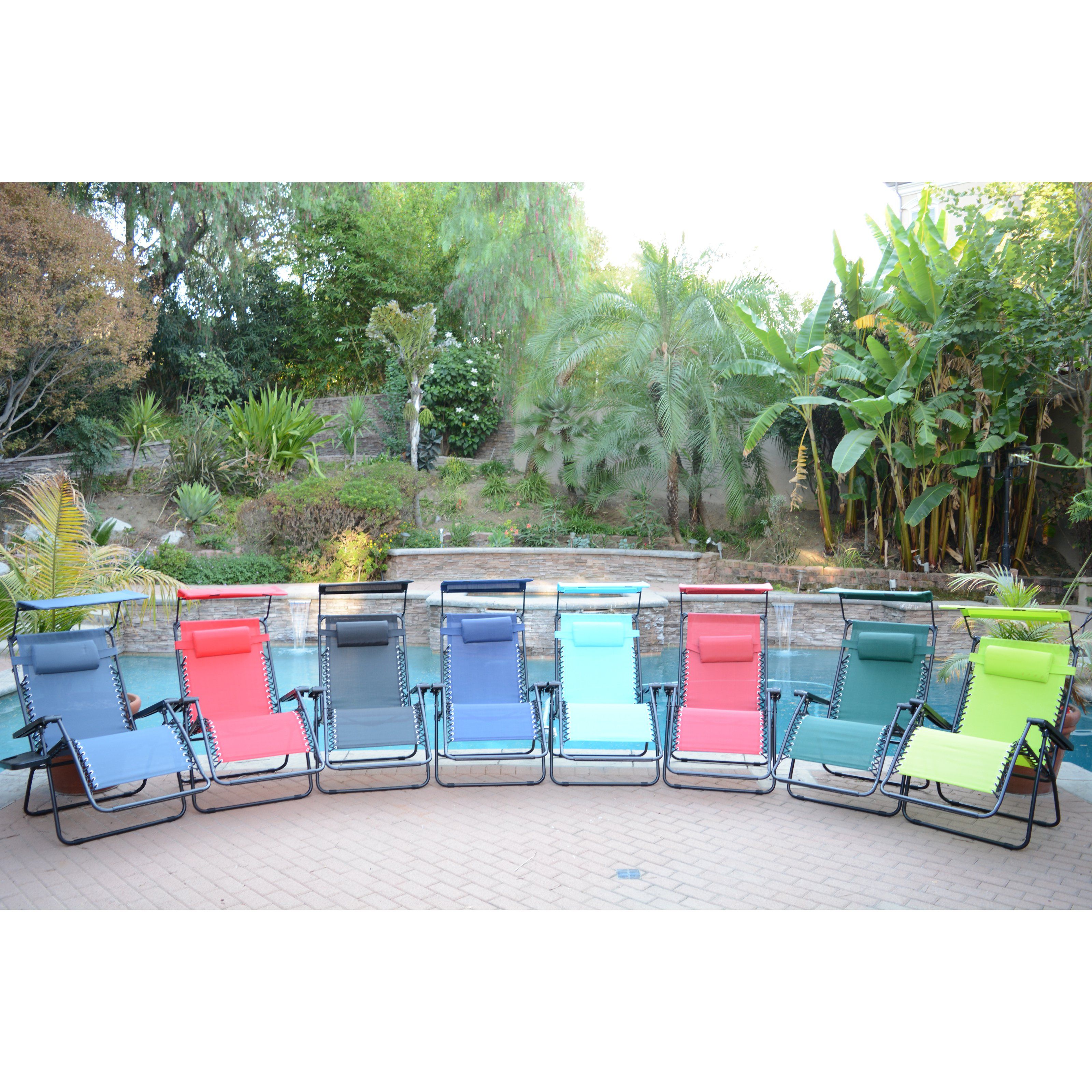 Most Recent Garden Oversized Chairs With Sunshade And Drink Tray Pertaining To Jeco Oversized Zero Gravity Chair With Sunshade And Drink Tray (View 4 of 25)