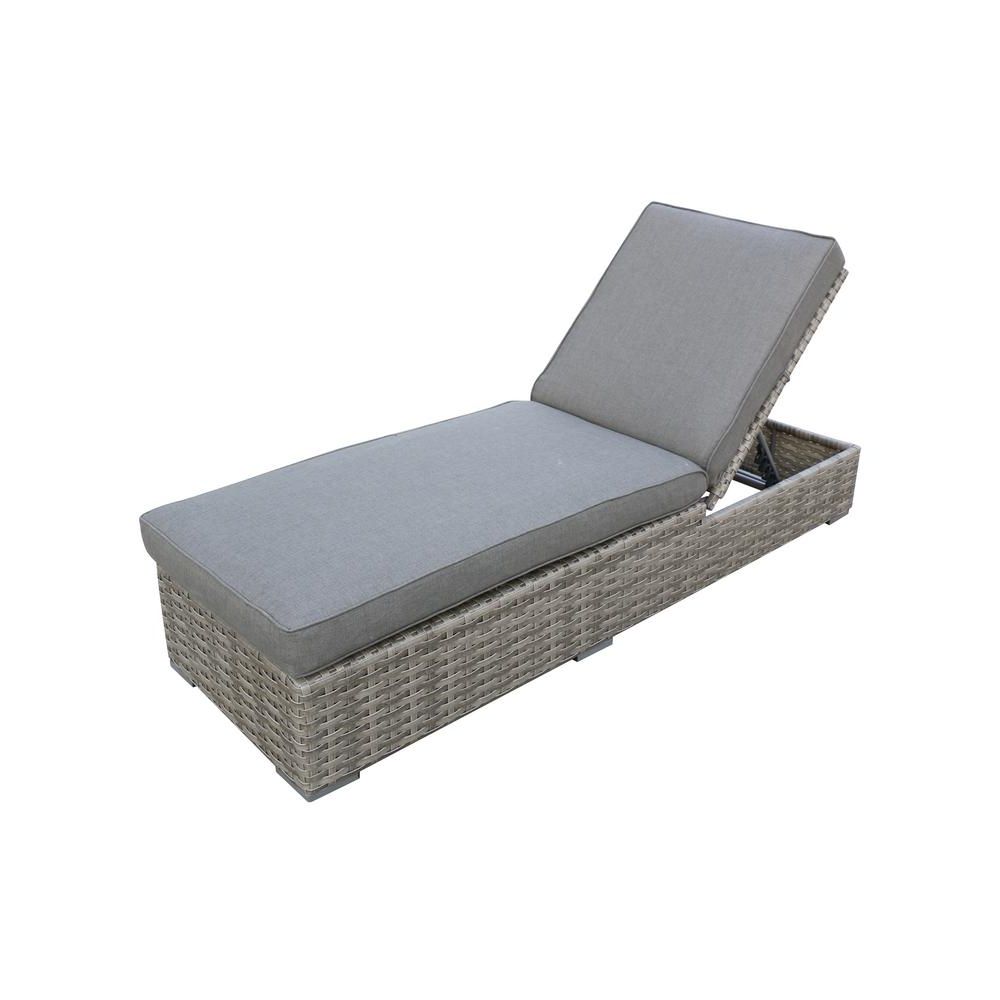 Most Recent Wicker Adjustable Chaise Loungers With Cushion Within Envelor Bali Adjustable Wicker Outdoor Chaise Lounge With Olefin Charcoal  Grey Cushions (View 22 of 25)