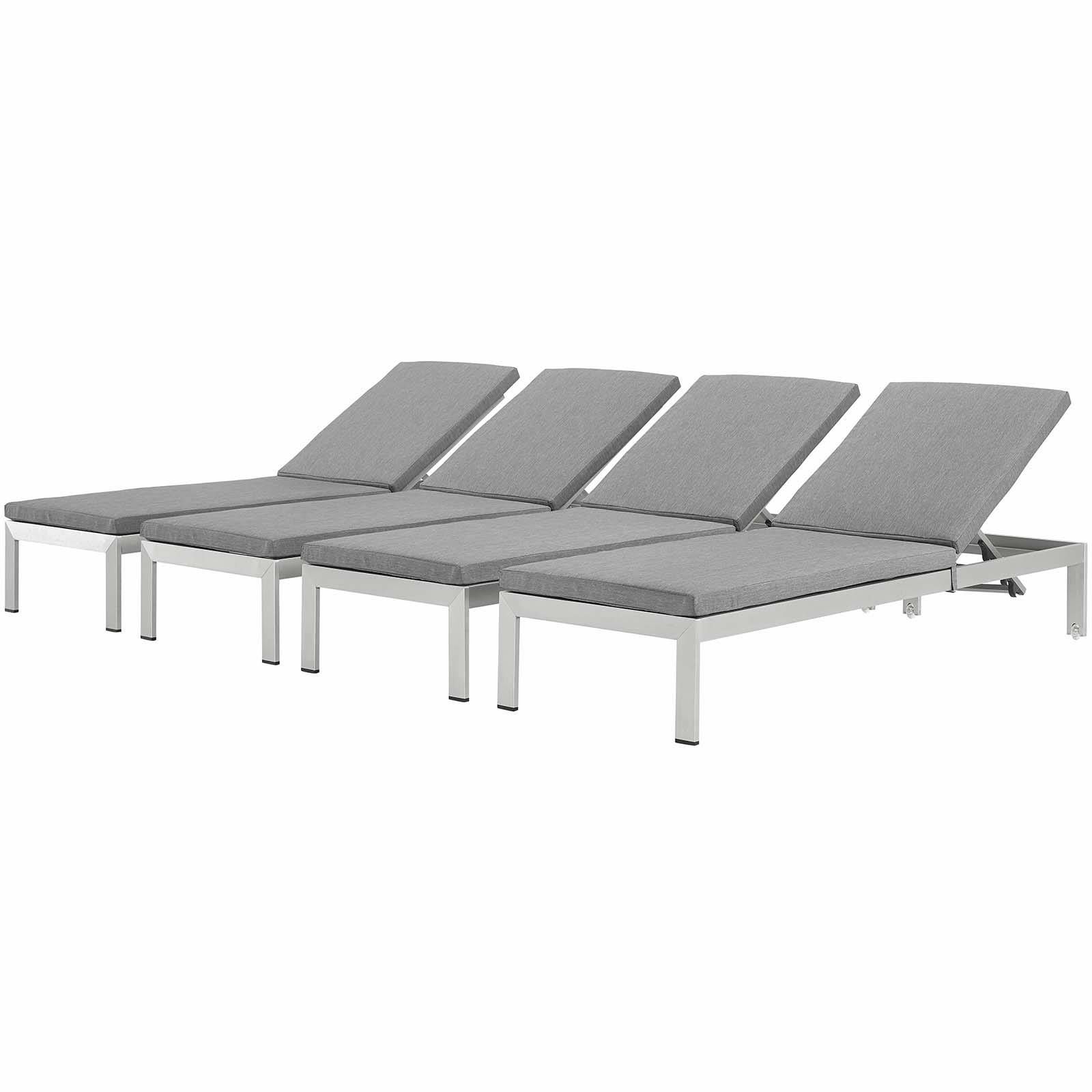 Most Up To Date 4 Modway Furniture Shore Silver Gray Outdoor Chaise With Shore Aluminum Outdoor Chaises (View 15 of 25)