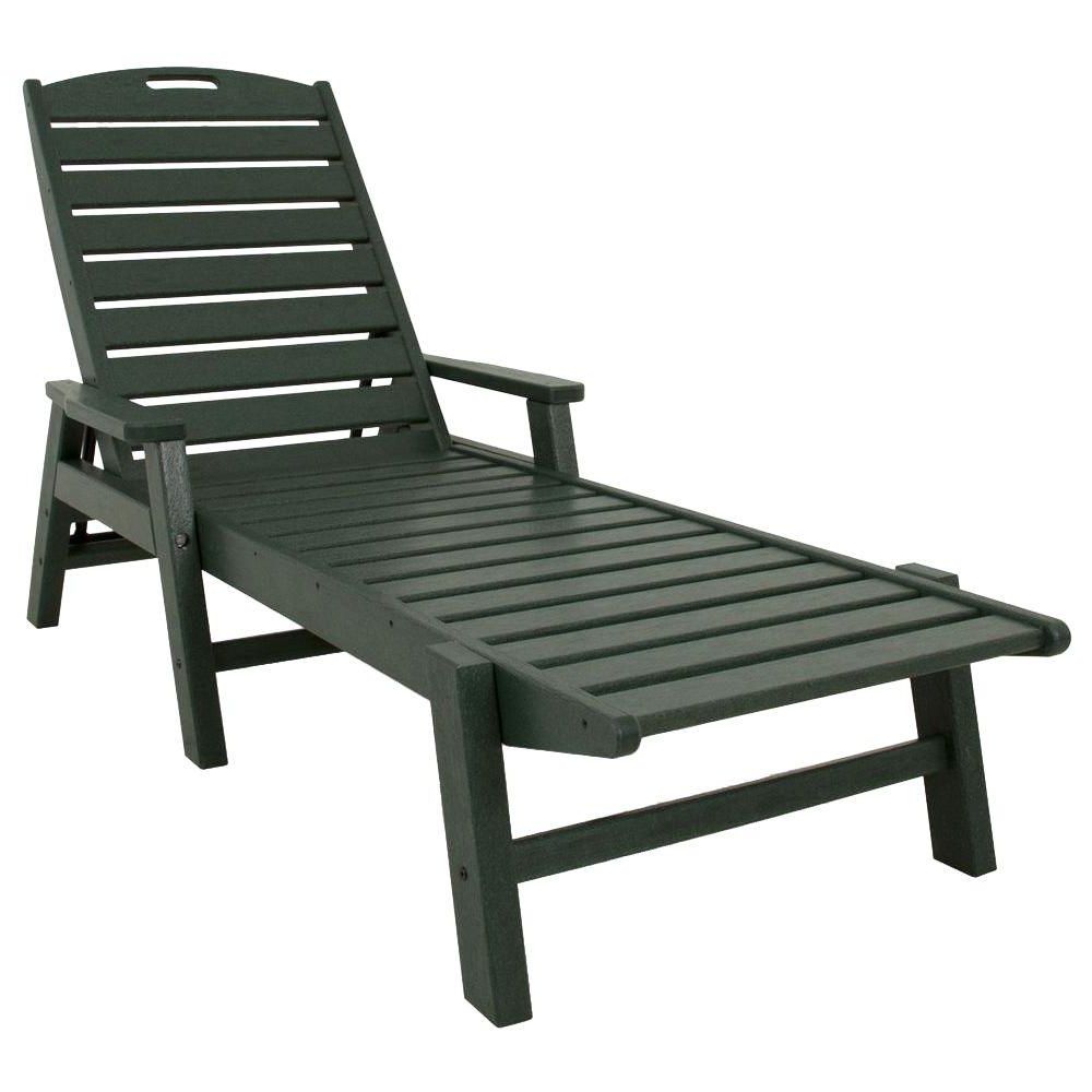 Nautical Wheeled Stackable Chaise Lounges Regarding Most Current Polywood Nautical Green Stackable Plastic Outdoor Patio Chaise Lounge (View 4 of 25)