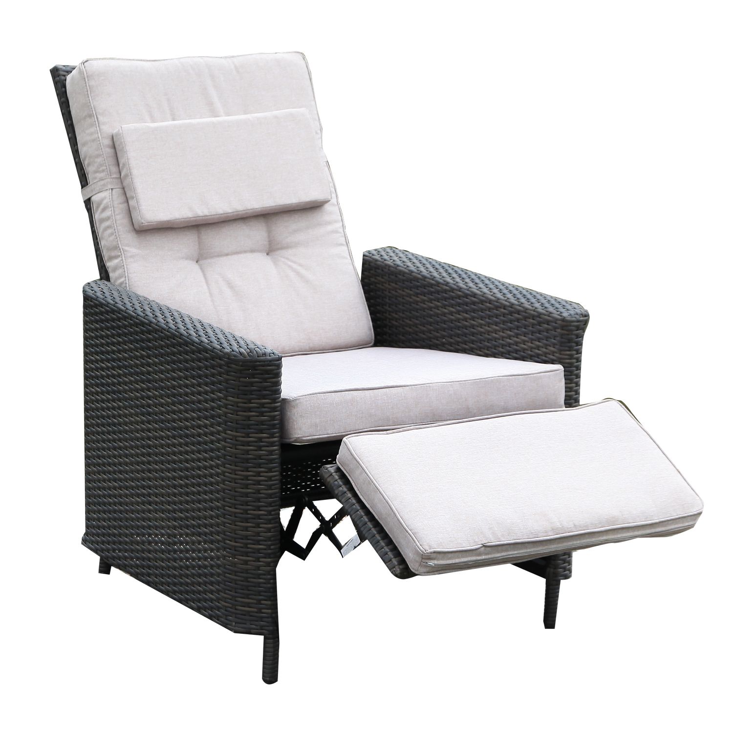 Newest Outdoor Adjustable Rattan Wicker Recliner Chairs With Cushion Throughout 45 Outdoor Reclining Chairs With Cushions, Comfortable (View 7 of 25)